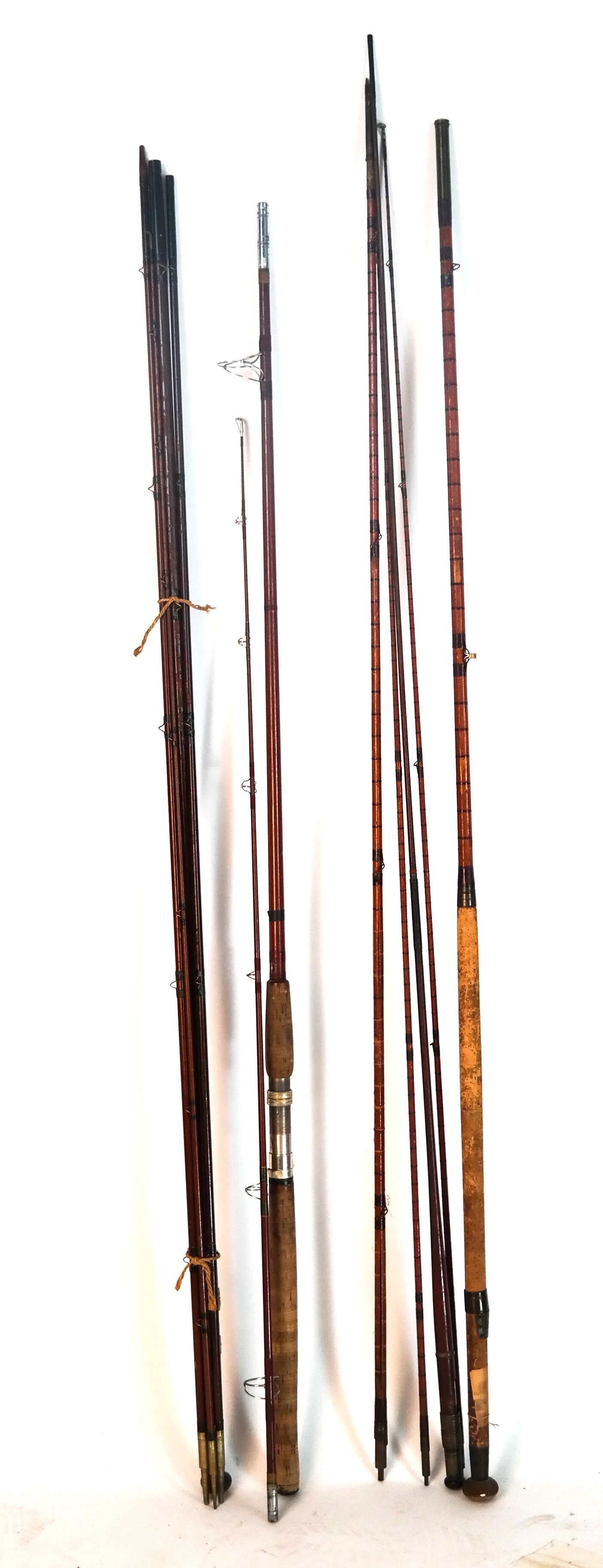 4 Sets Vintage Fishing Rods: Forrest, Silaflex, Hardy (1 of 19)