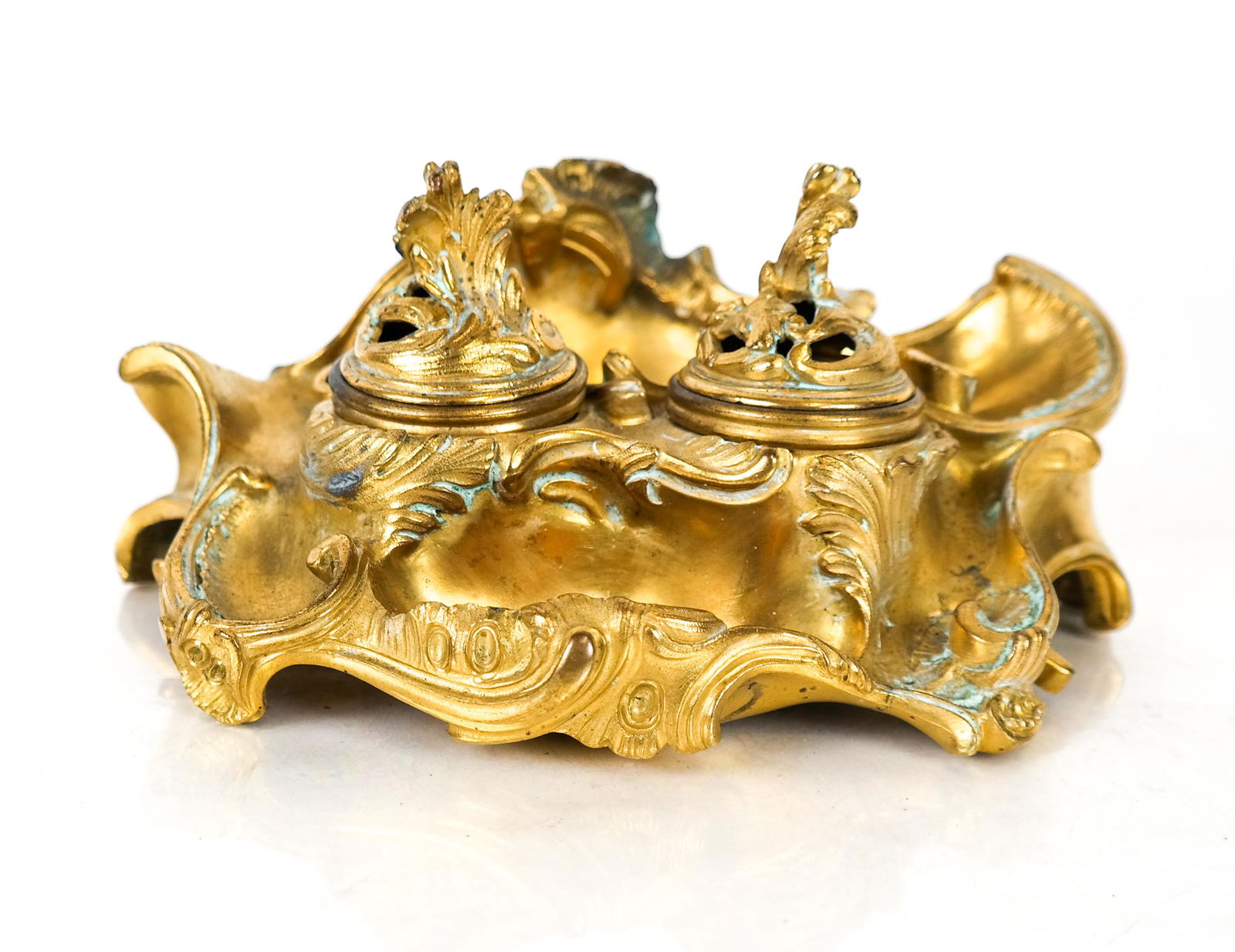 19th C. Bronze Dore Inkwell, and 2 Other Bronze Objects (1 of 15)