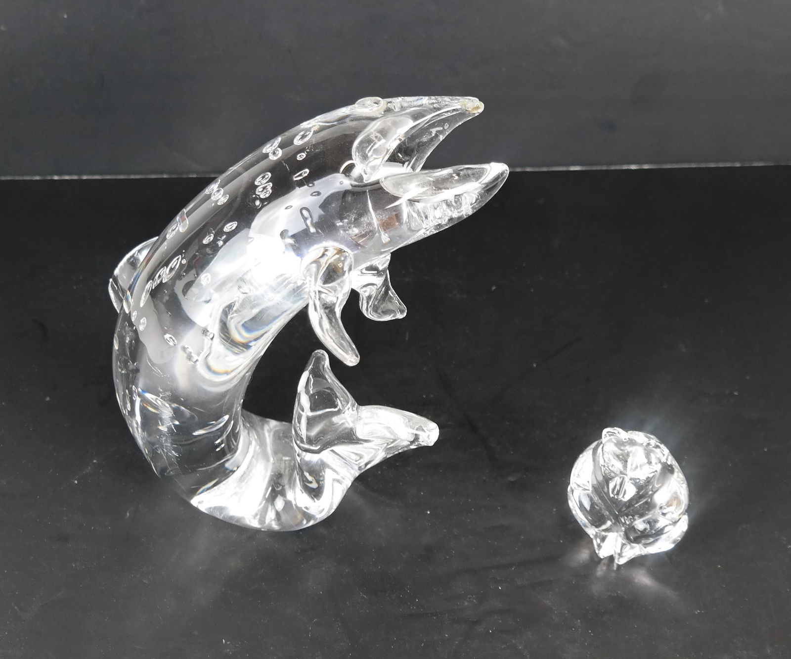 Two Steuben Crystal Sculptures - Fish and Bear (1 of 8)