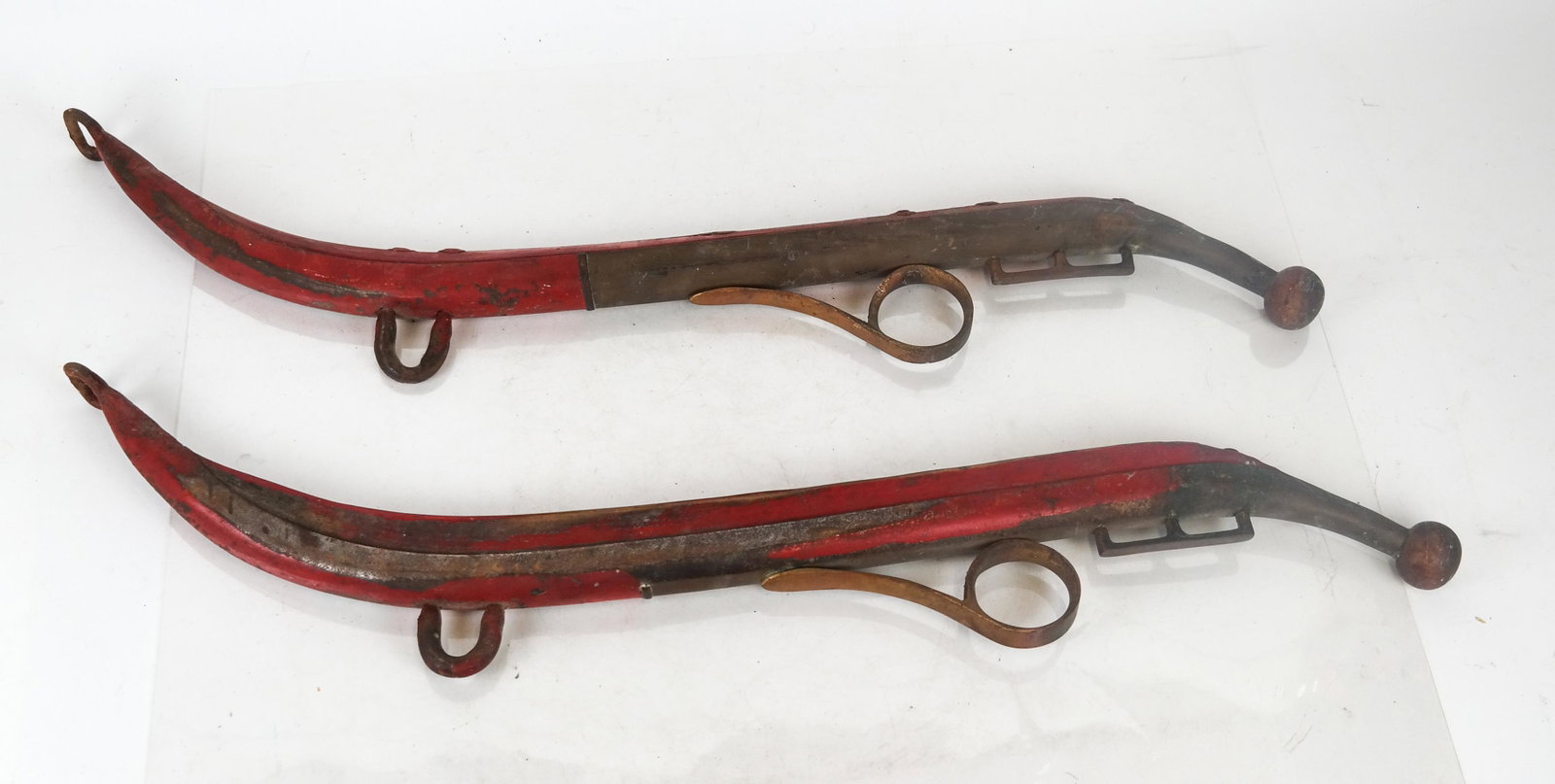 Pair of Ox Cart Wood Handles: Pair of ox cart wood handles. [30 inches long]. In good condition.