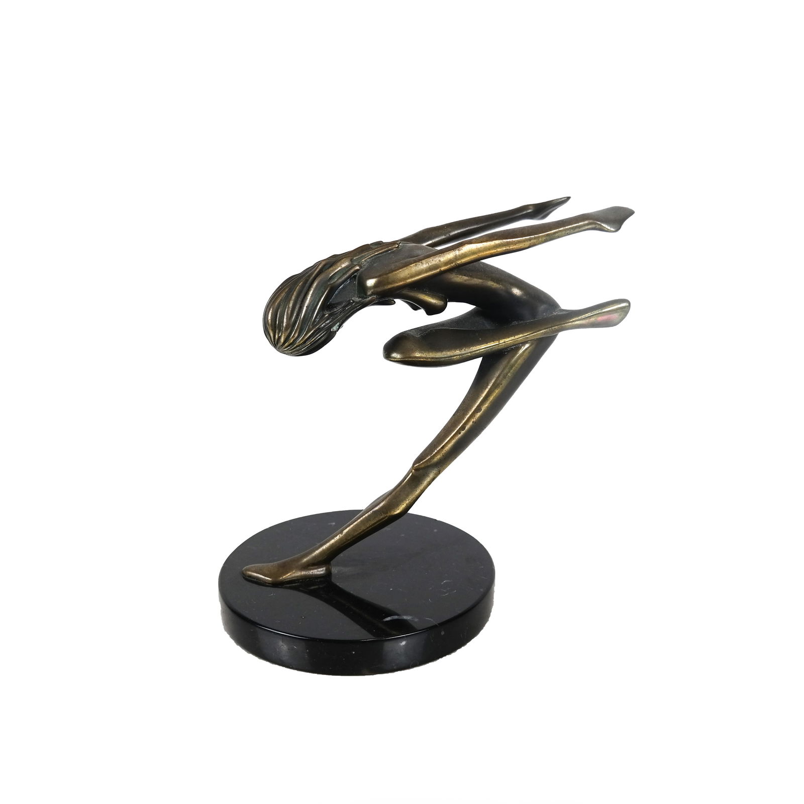 Tom BENNETT: Nude Woman - Bronze Sculpture: Tom Bennett "Stormy", nude woman, Edition #24/100, with certificate of authenticity available to successful bidder. [8 1/4 x 5 3/4 (dia)(base) inches].