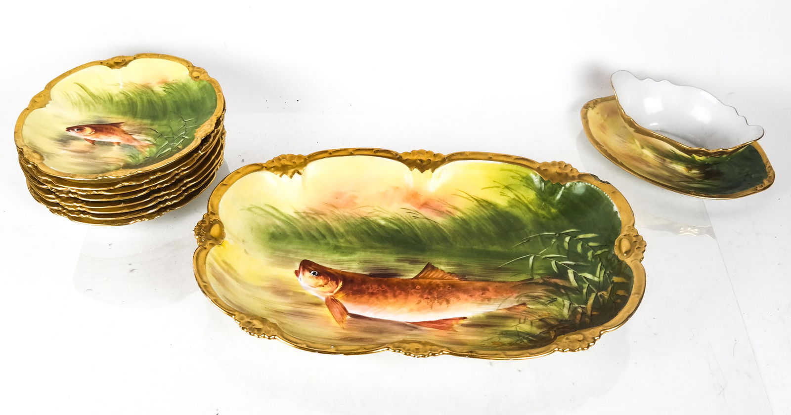 Limoges Porcelain Fish Set - 10 Pcs. (1 of 12)