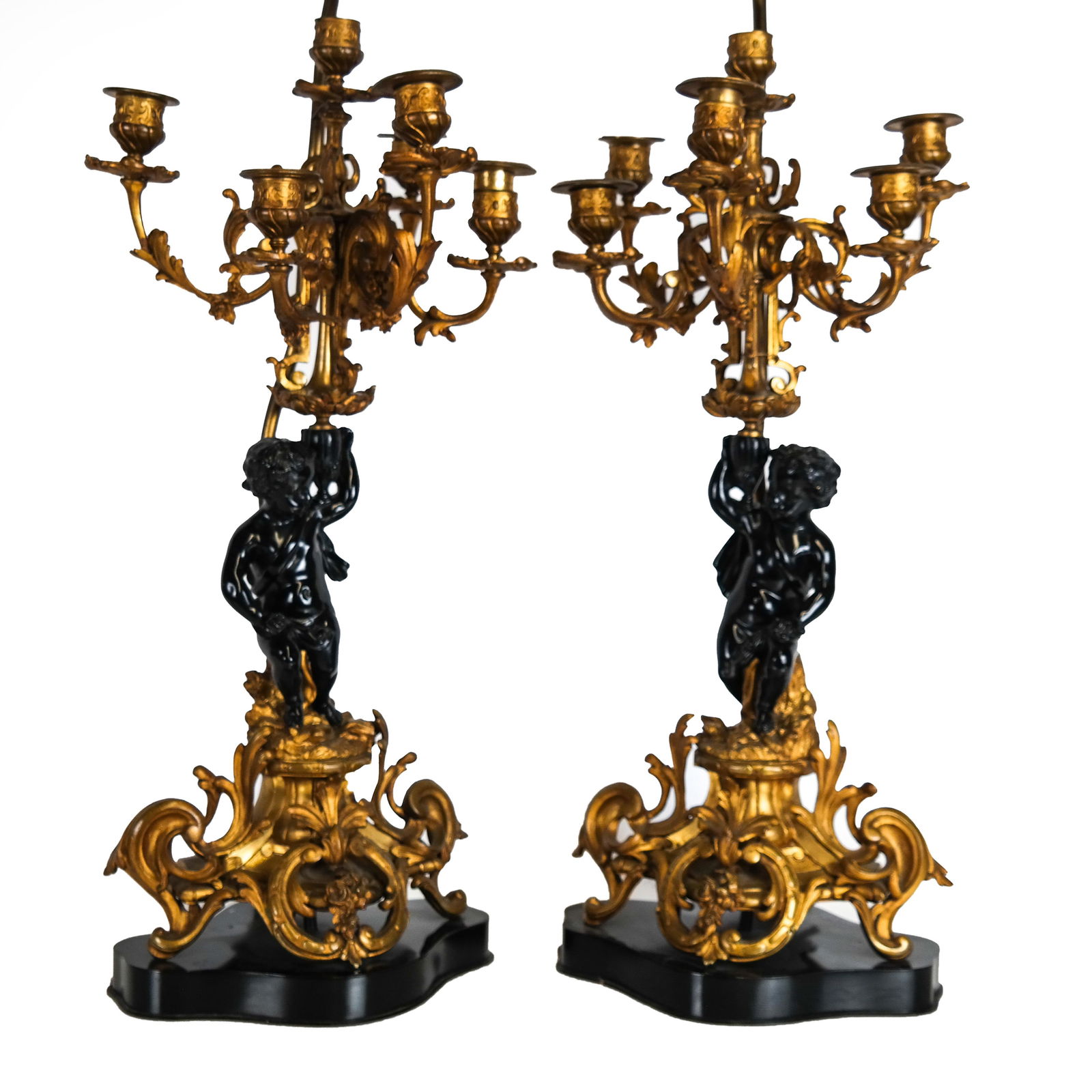 Pair 19th C. French Cherub Candelabra (1 of 15)