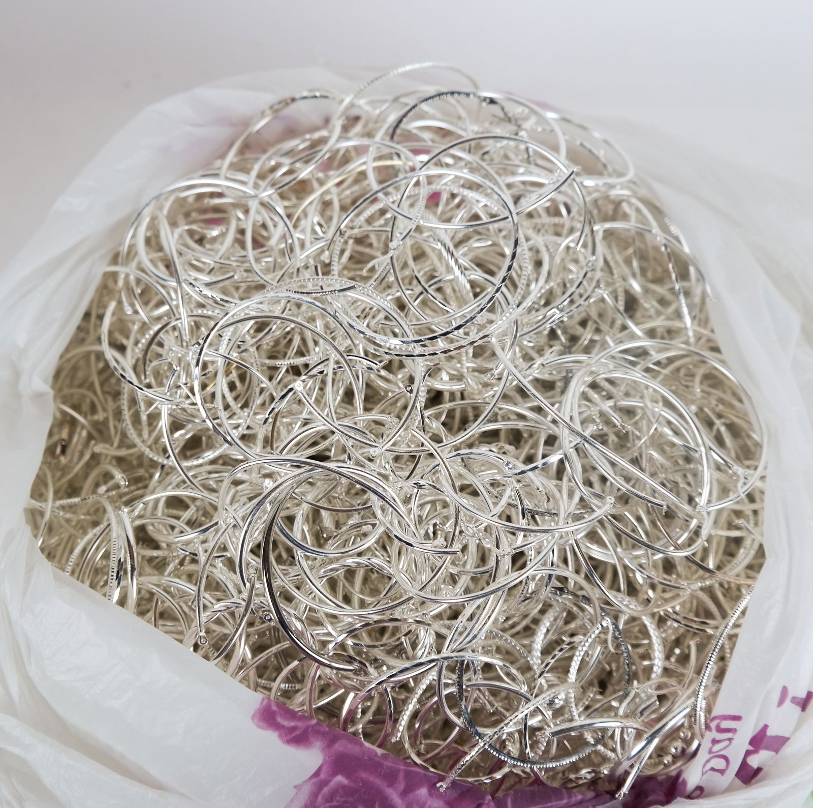 Large Bag Silver Plate, Hoop Earrings (1 of 2)