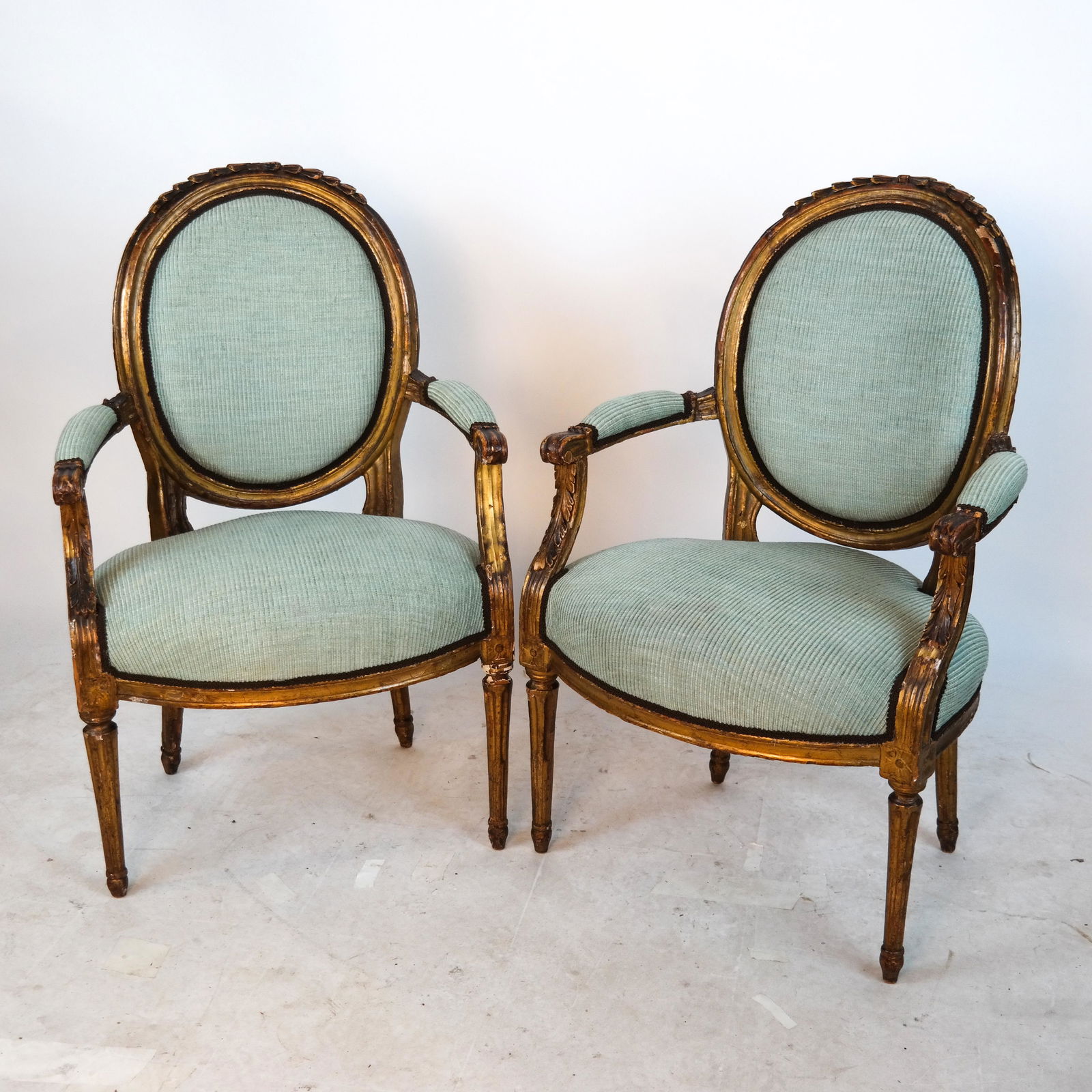 Pair 19th Century Continental Painted Open Arm Chairs (1 of 10)
