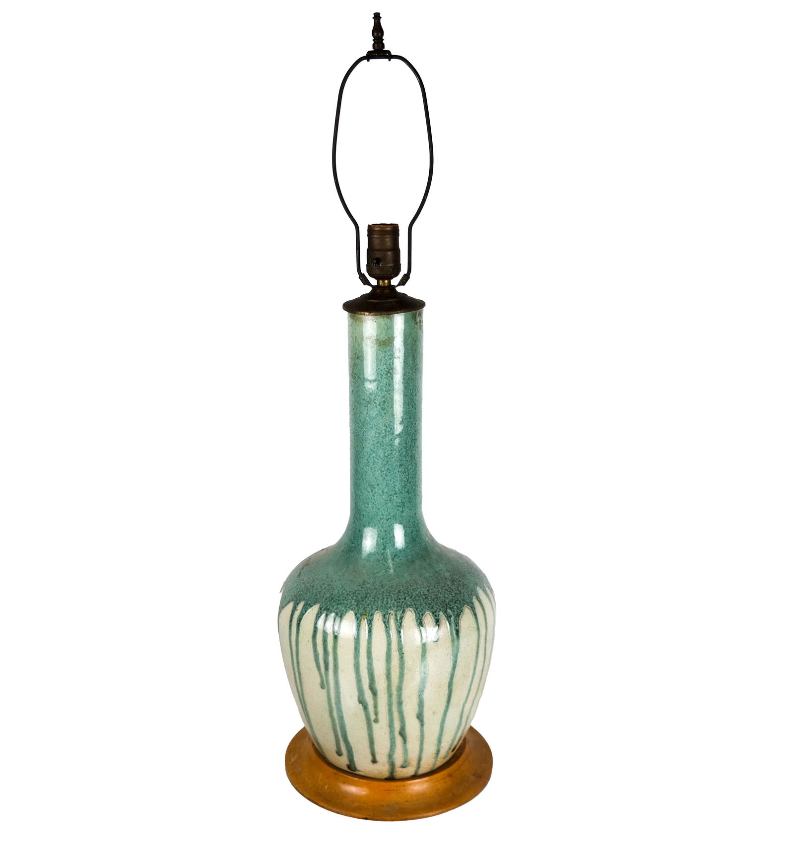 Mid-Century Modern Green Drip-Glaze Table Lamp (1 of 7)