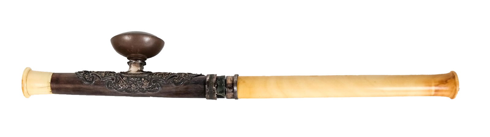 Chinese Ornate Wood Opium Pipe (1 of 9)