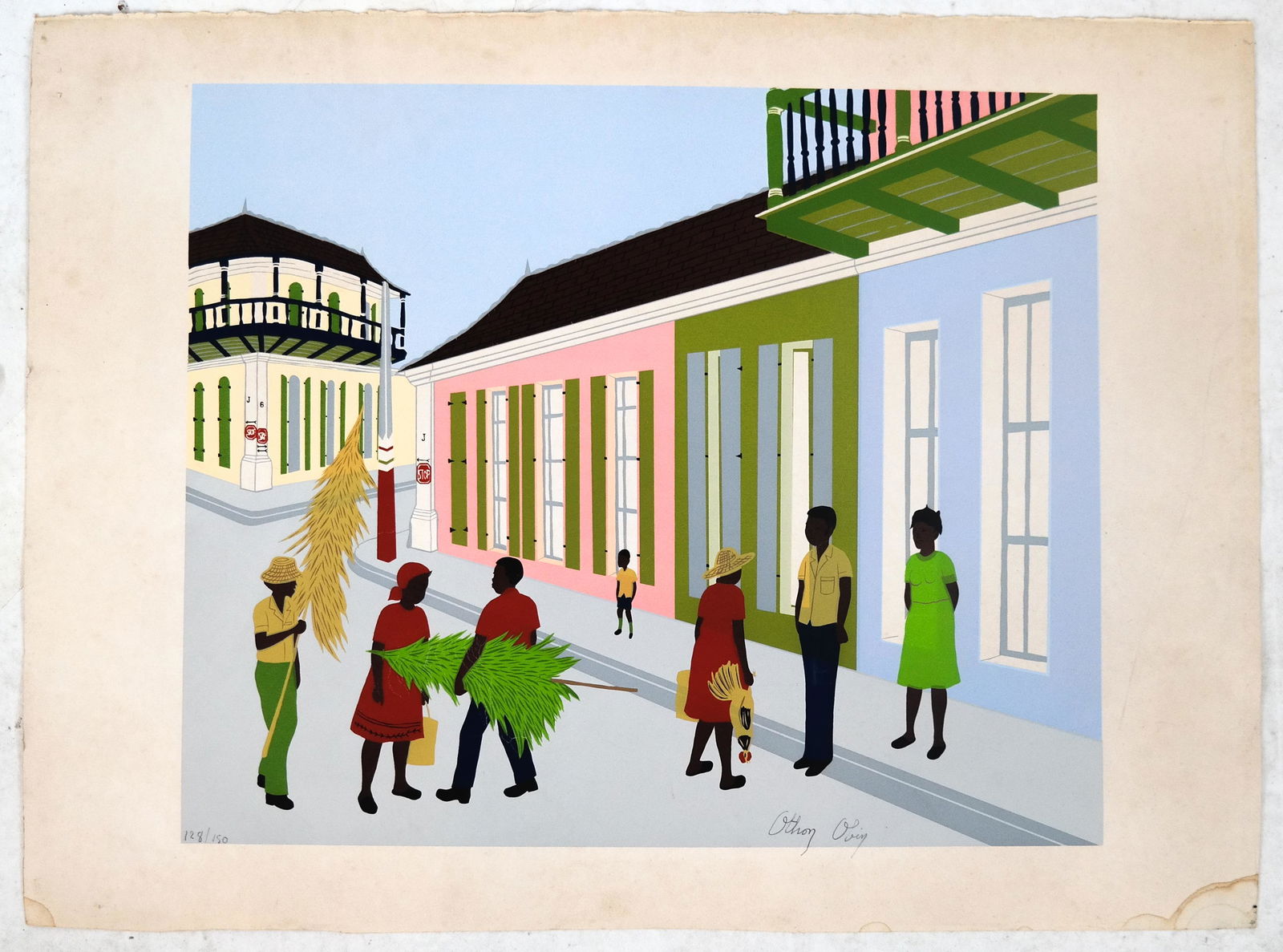 Othon OBIN: Haitian Street Scene - Lithograph (1 of 4)