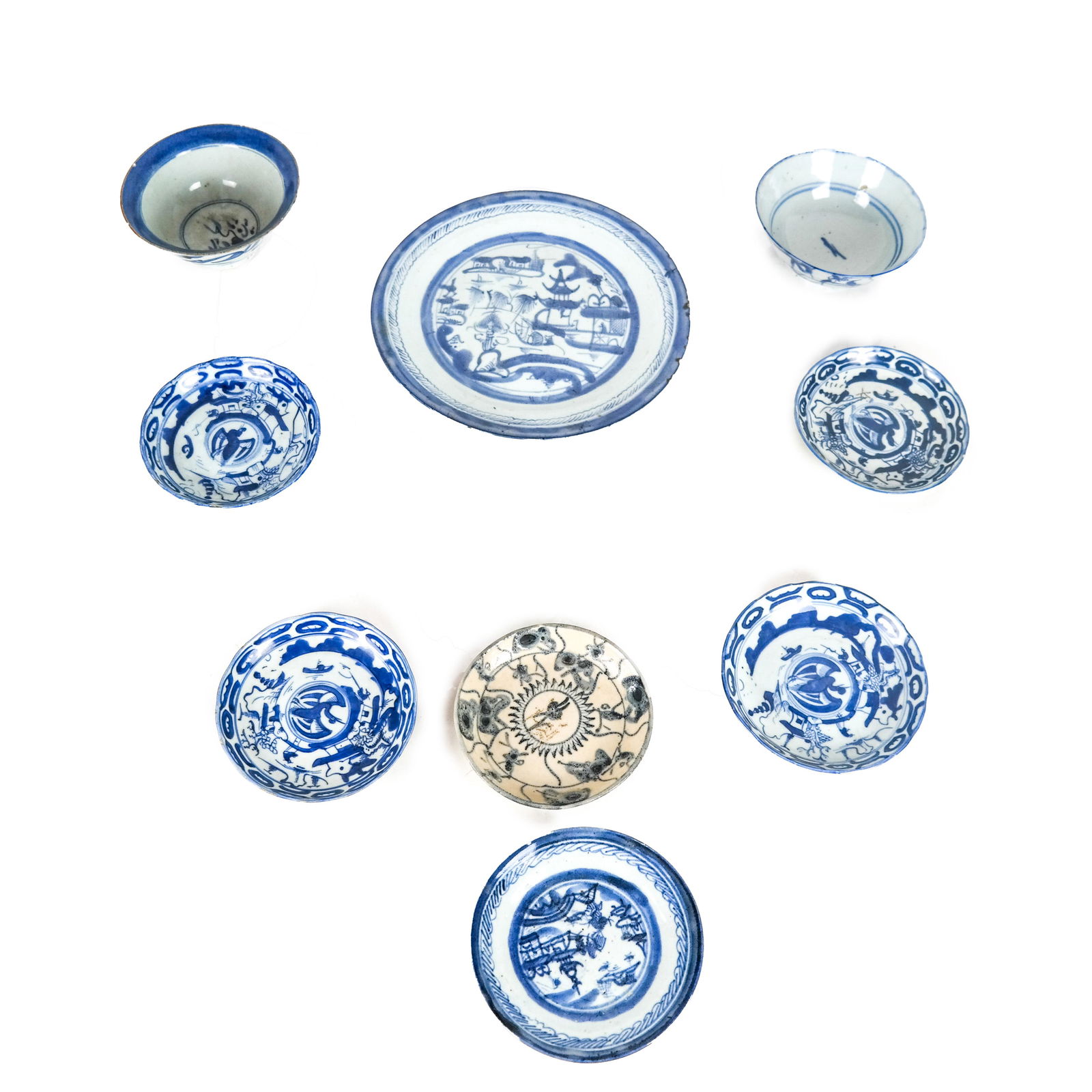 9 Pcs. Chinese Blue and White Ceramics (1 of 10)