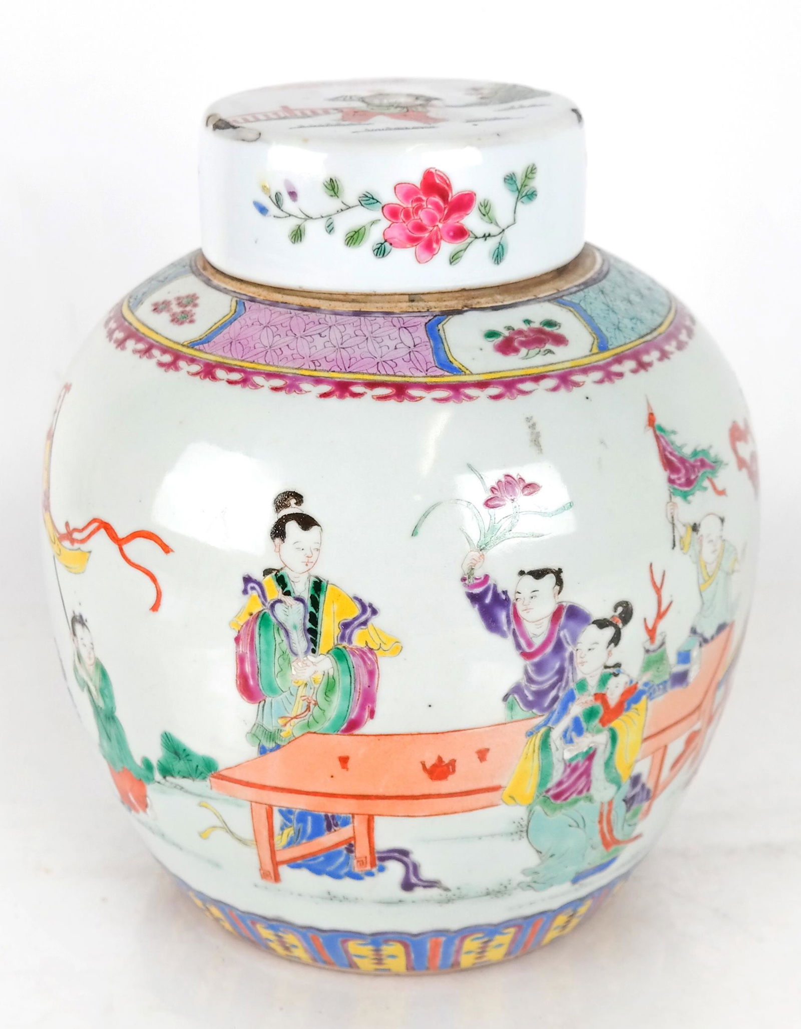 19th C. Chinese Polychrome Covered Jar (1 of 9)