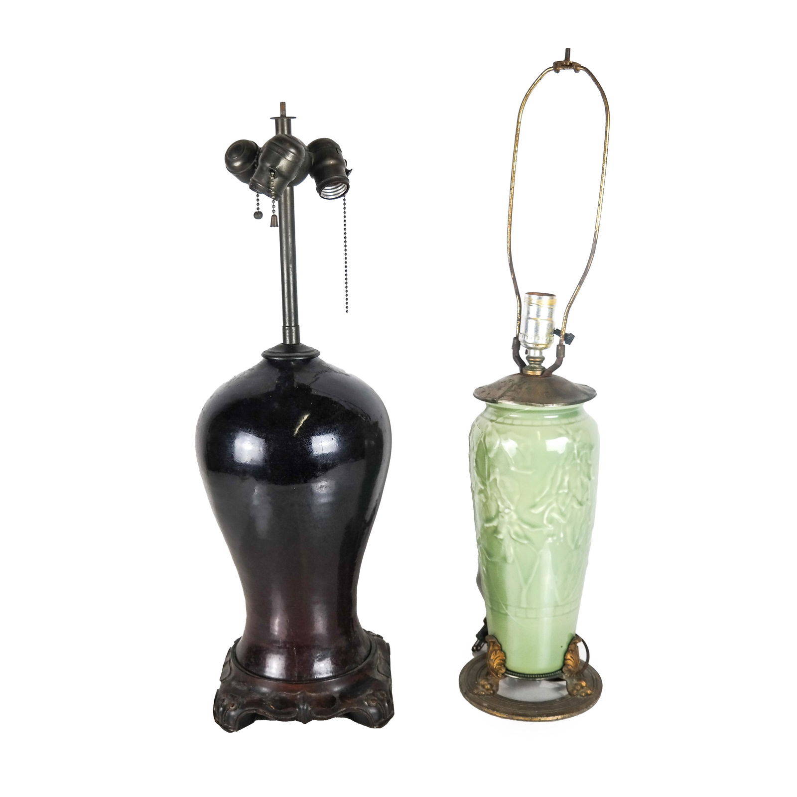 Two Ceramic Lamps: Celedon and Black (1 of 4)