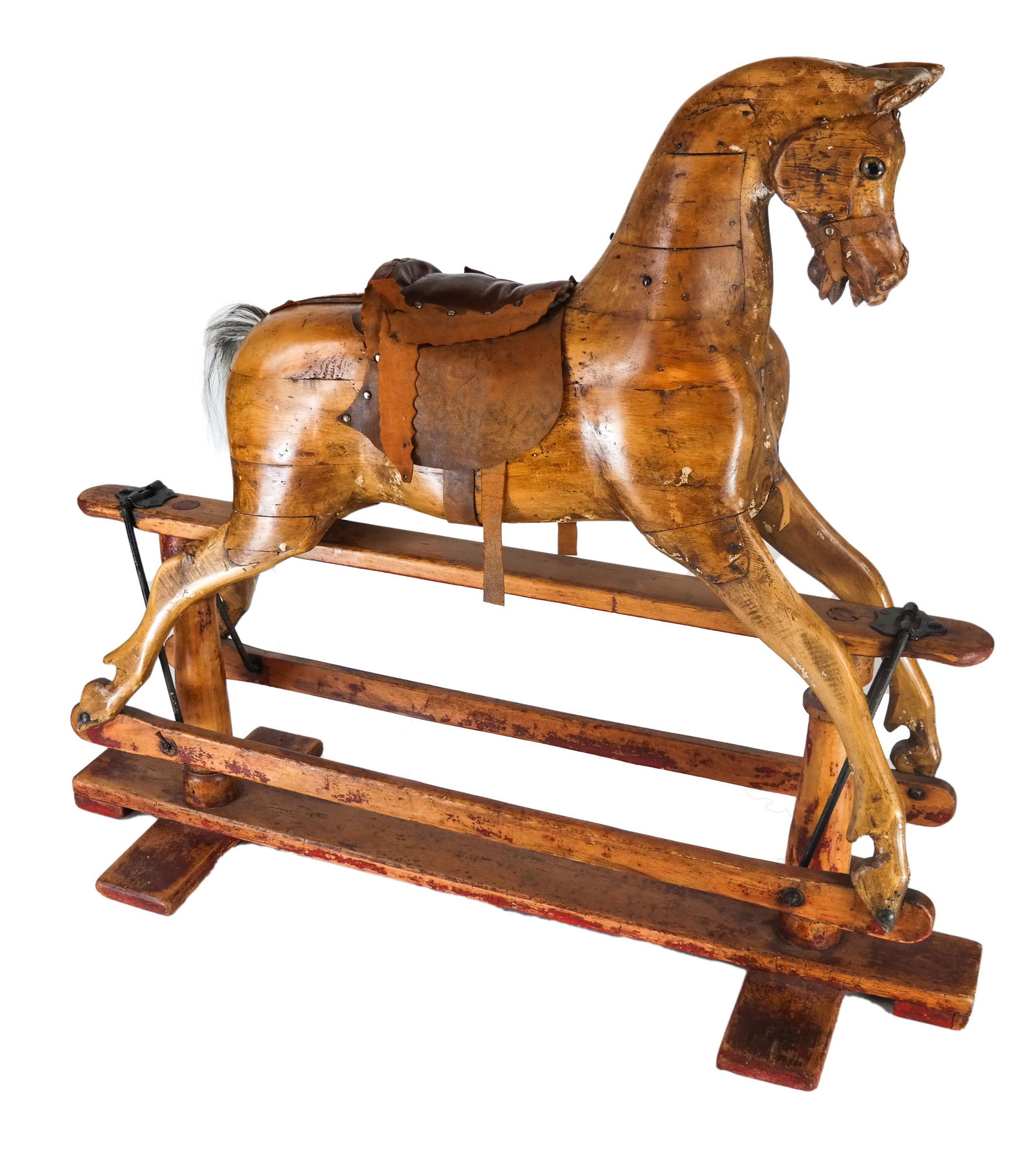 Antique Leather & Wood Rocking Horse (1 of 10)