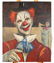 Portrait of Two Circus Clowns - Oil on Canvas