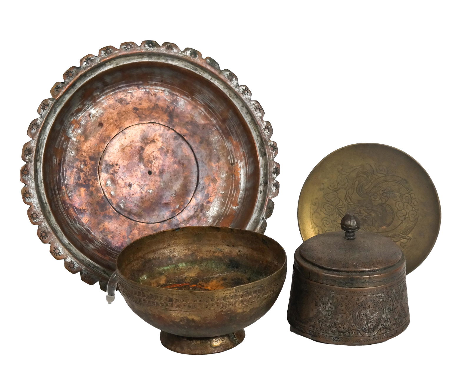 Four Metal, Glass Objects (1 of 6)