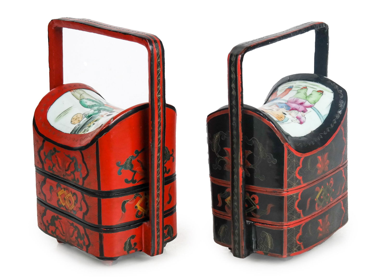 Pair Chinese Lacquer Stacking Boxes (1 of 10)