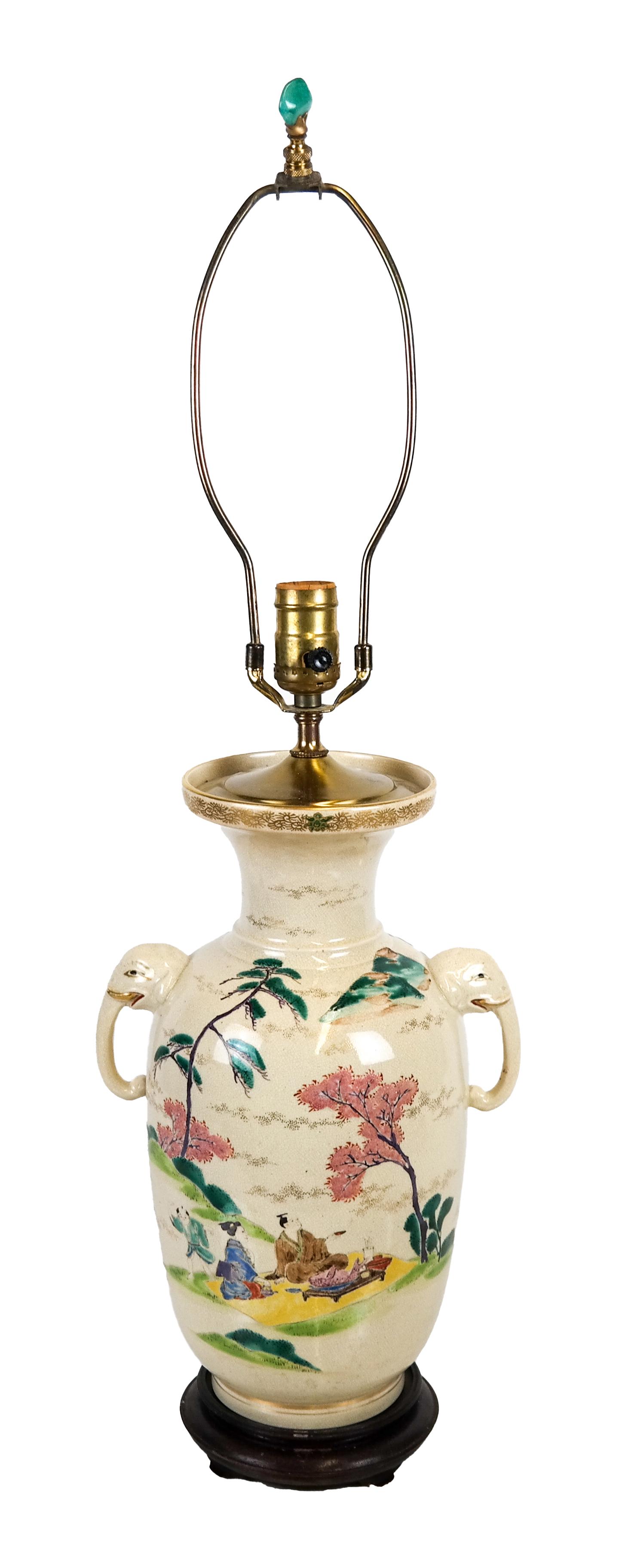 20th C. Japanese Pottery Vase as Lamp (1 of 5)