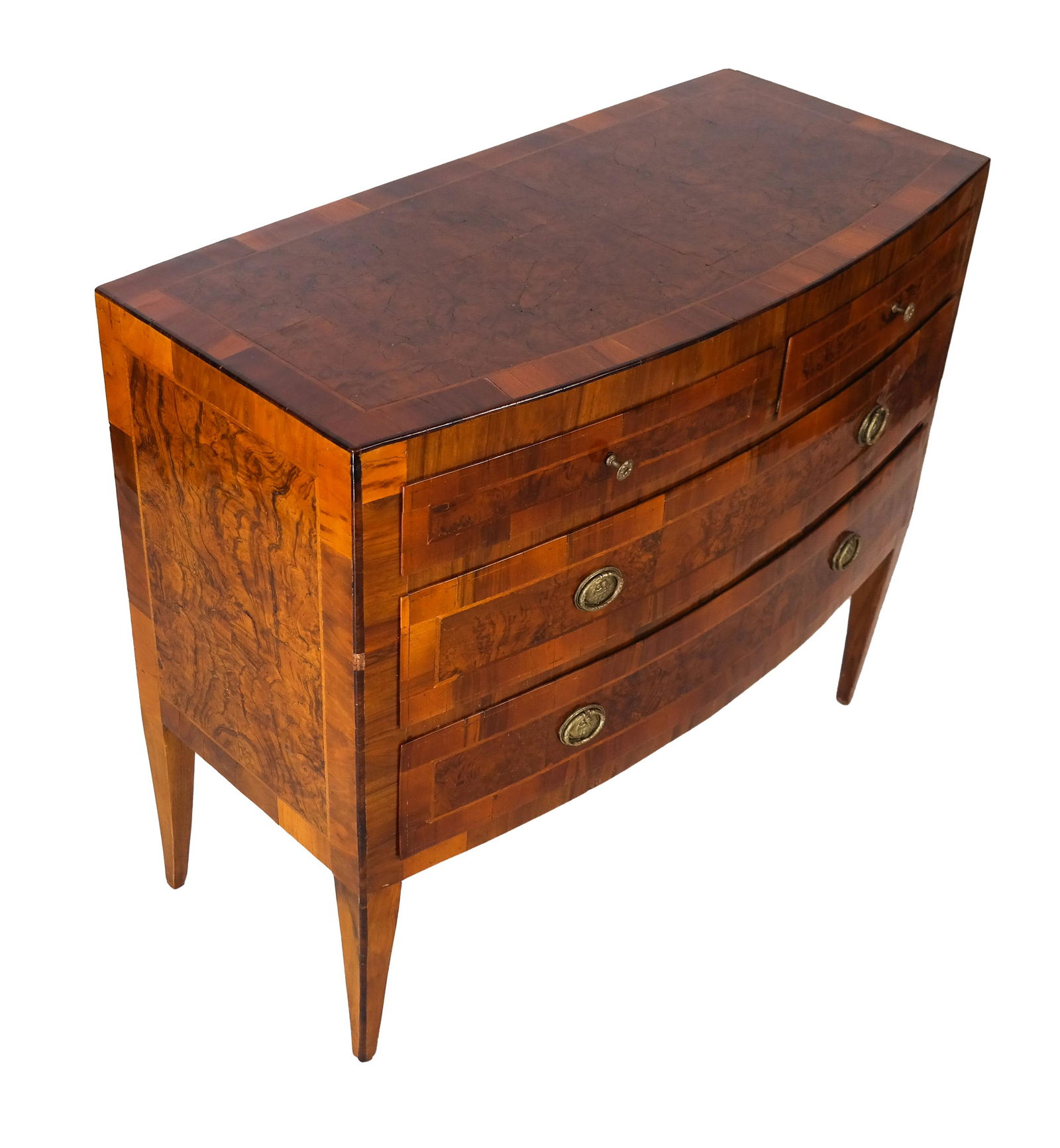 Italian Neoclassical-Style Walnut Bow Front Commode (1 of 9)