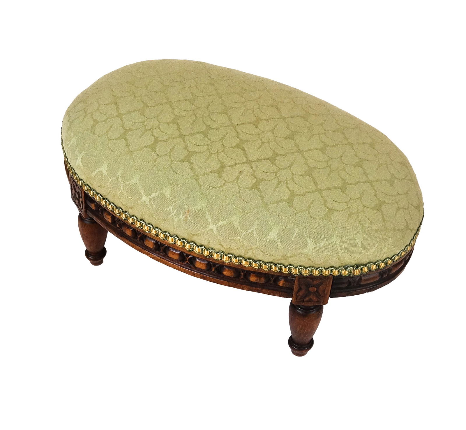 Louis XV-Style Oval Upholstered Footstool (1 of 4)