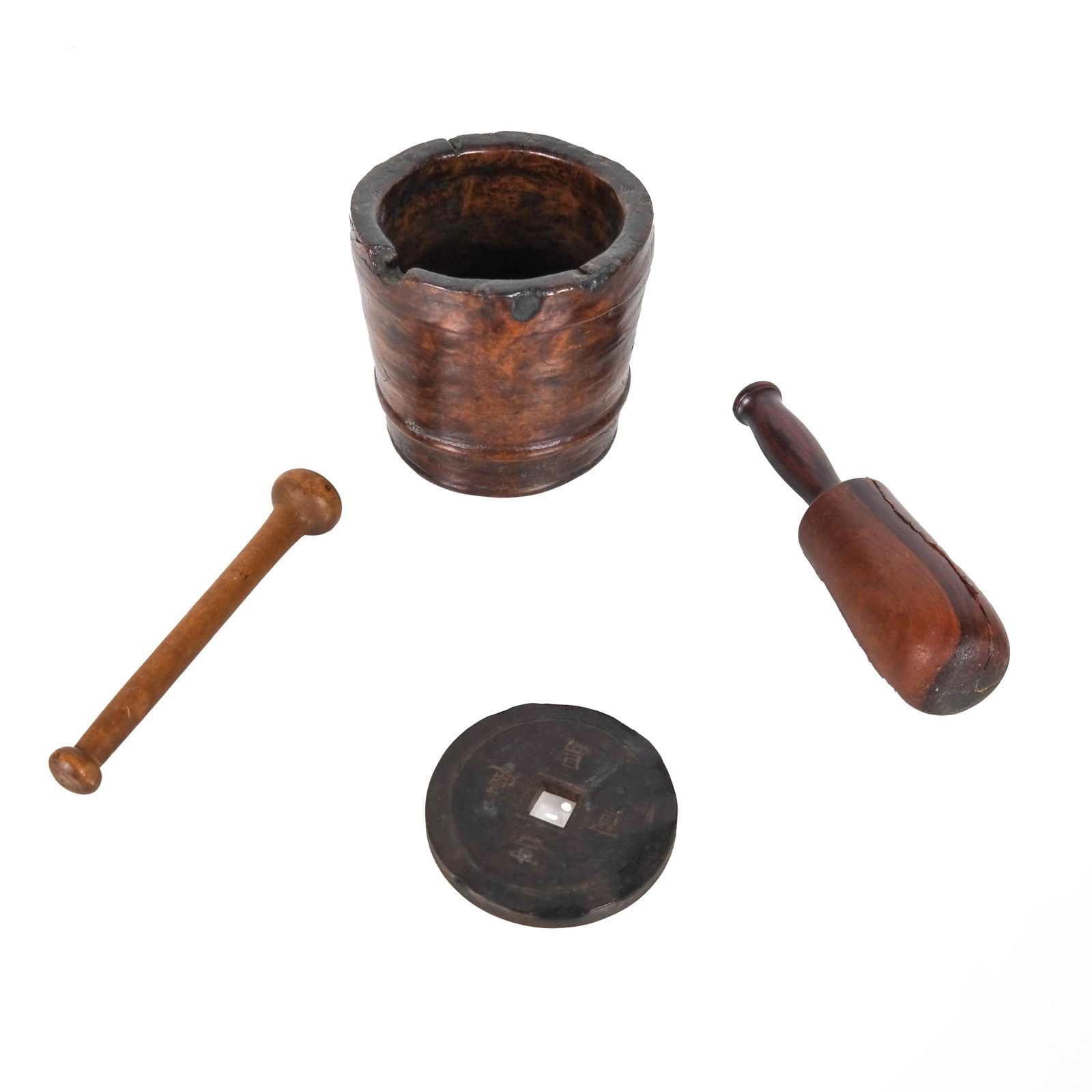 Antique Mortar, Two Pestles & Disk (1 of 9)