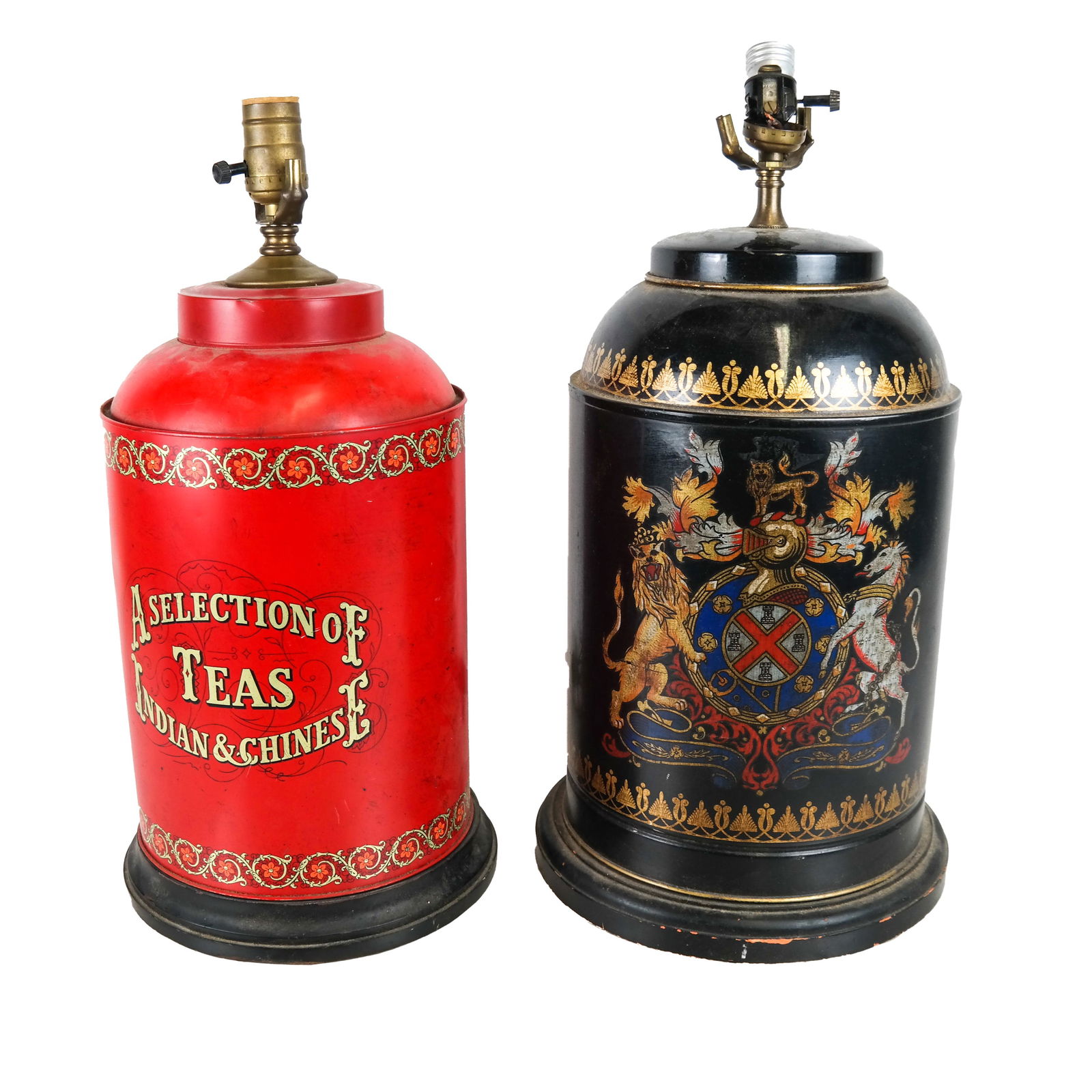 Two English Tole Canister Lamps (1 of 5)