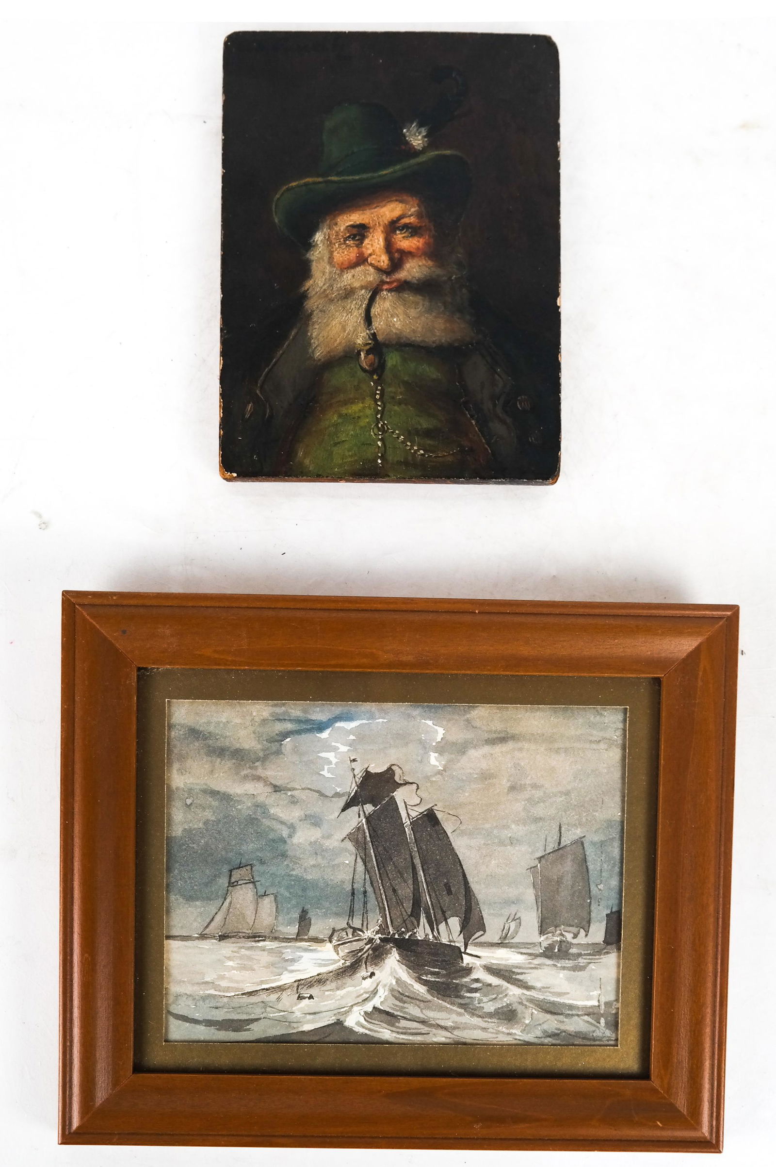 Two Art Works Man with Pipe; Clipper Ship Regatta (1 of 6)