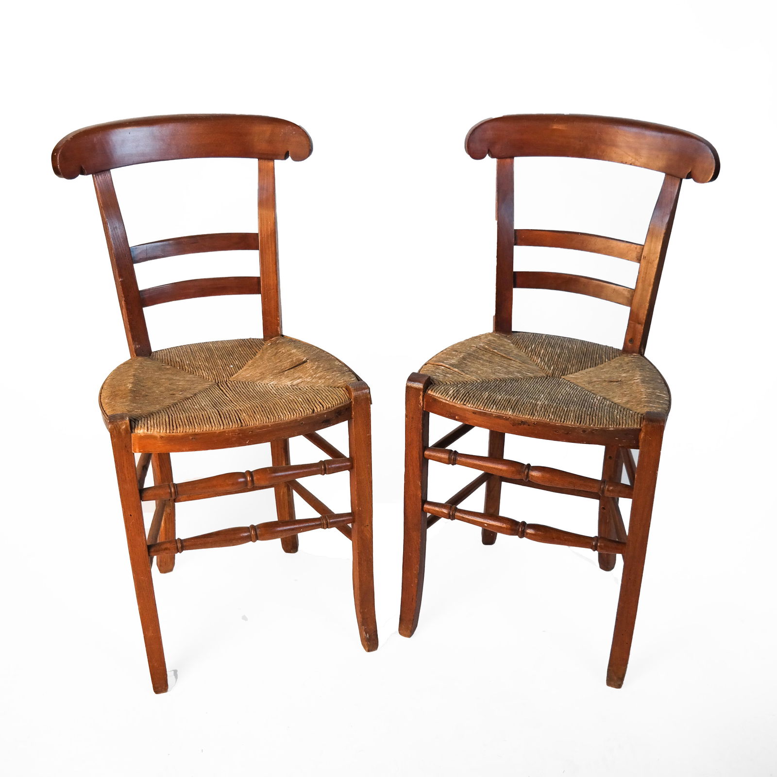 Pair Mahogany Rush-Seat Side Chairs (1 of 9)