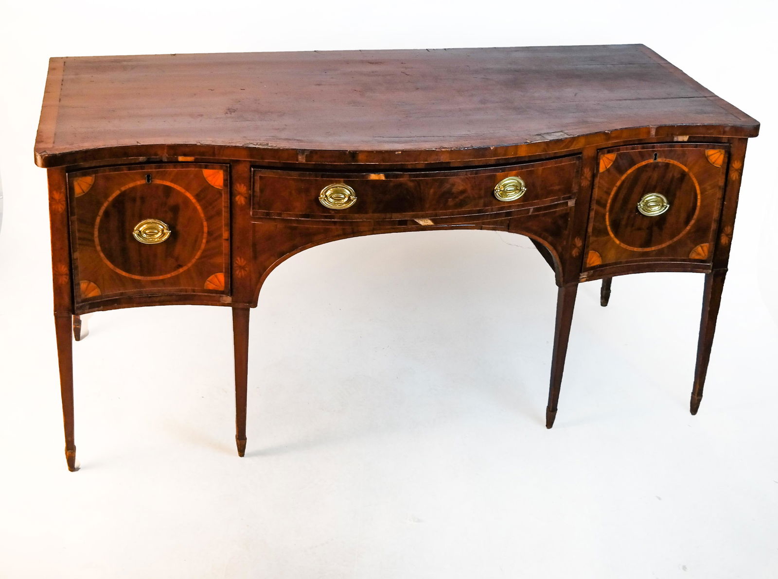 Hepplewhite Serpentine Inlaid Sideboard (1 of 5)