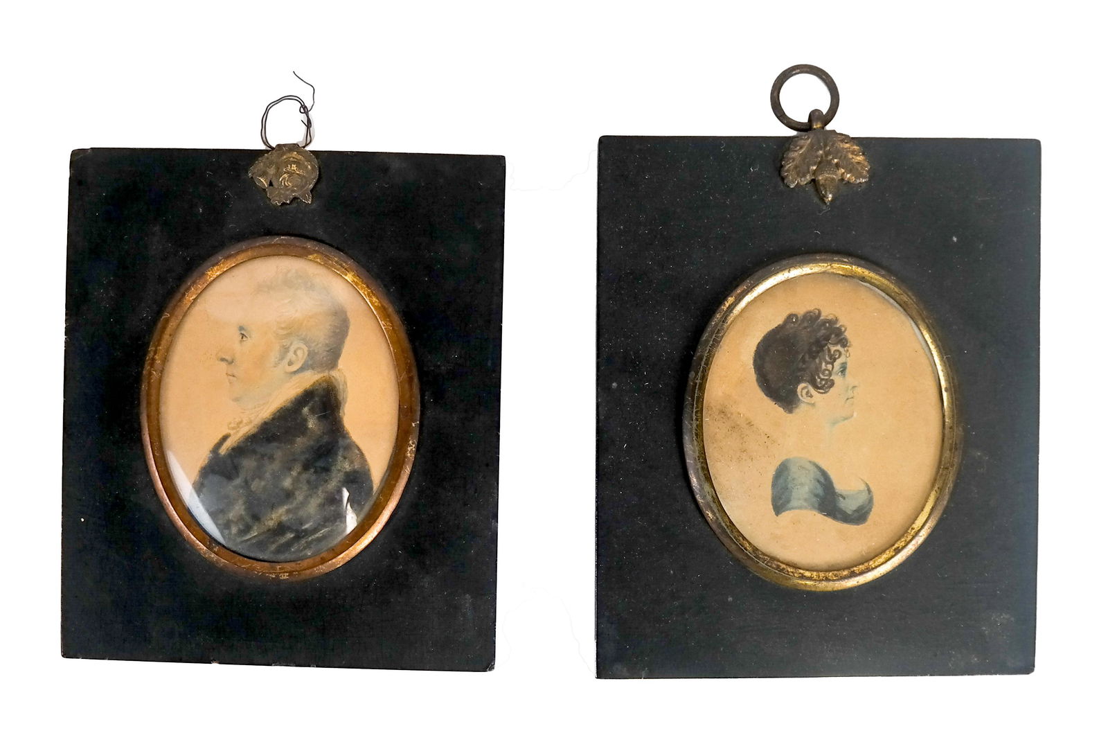 Two Portrait Miniatures - Man & Woman (1 of 7)