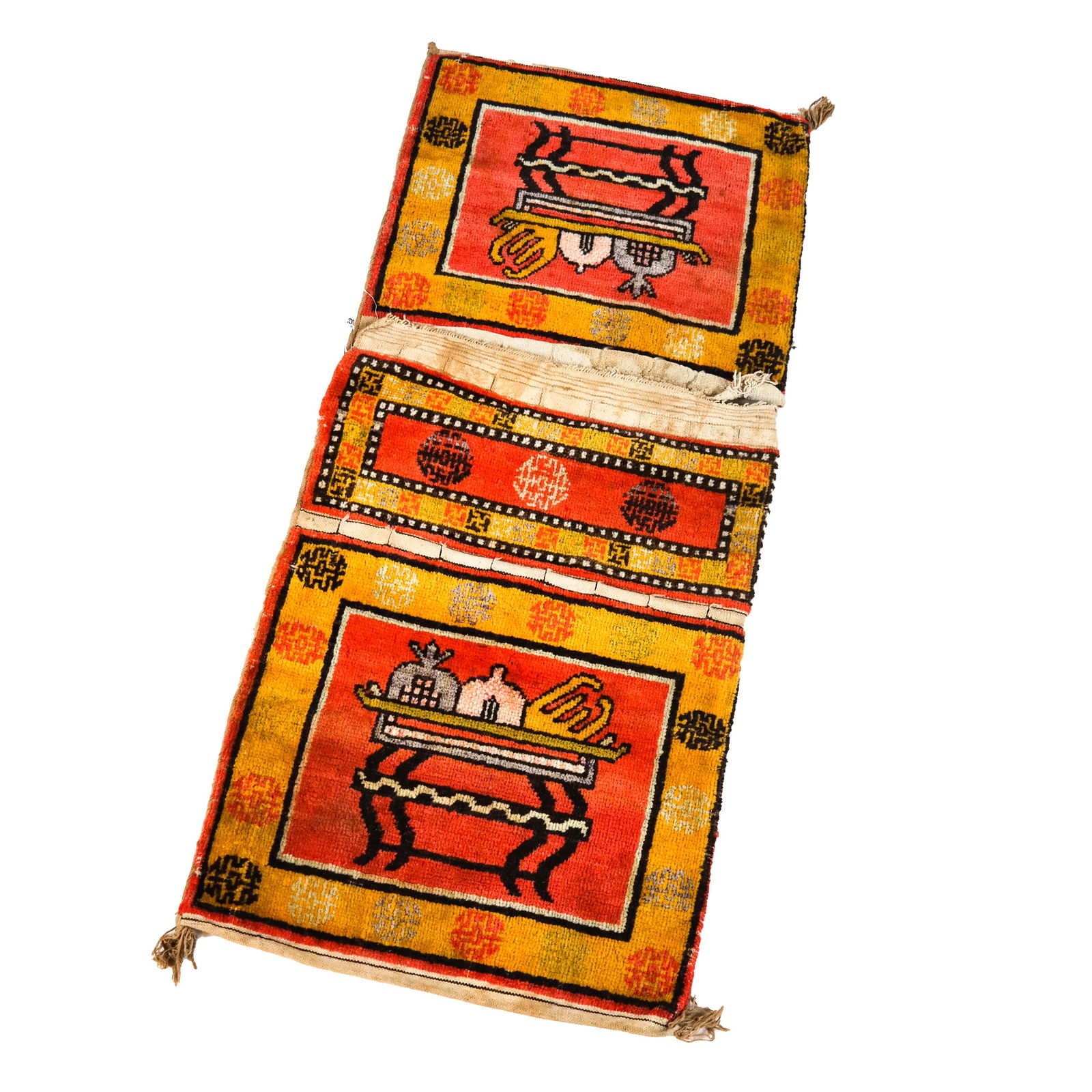 Vintage Tibetan / Chinese Carpet Saddle Bag (1 of 3)