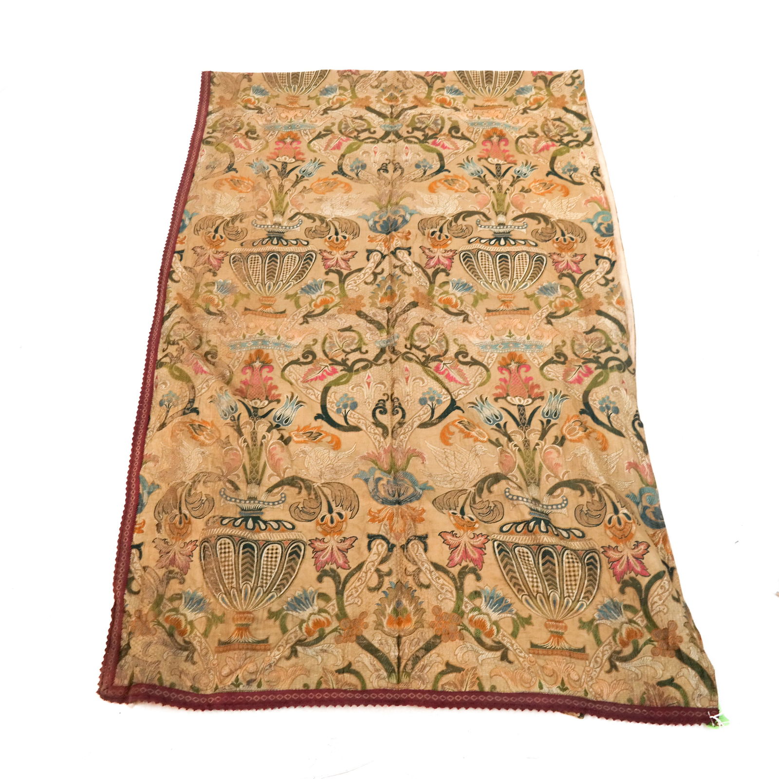 French Hand-Embroidered Silk-On-Silk Panel (1 of 4)