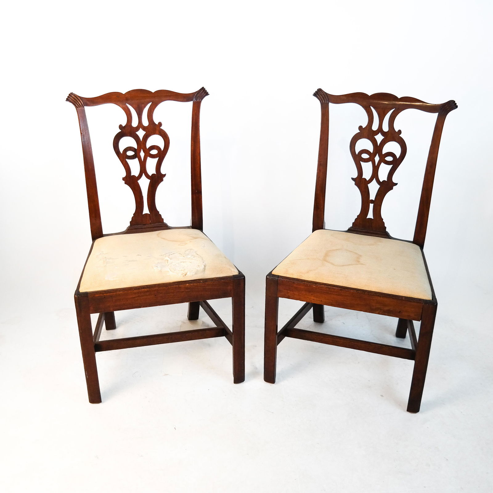 Pair Chippendale-Style Mahogany Chairs (1 of 6)