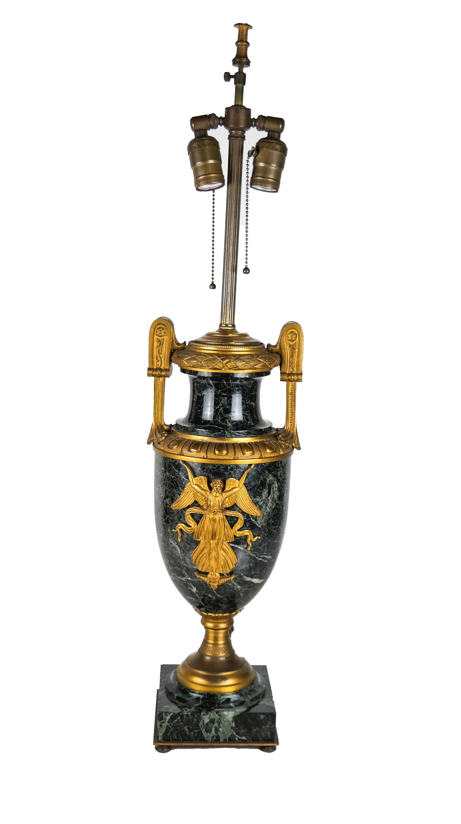 Napoleon III Marble Ormolu Lamp: Napoleon III marble ormolu lamp. [31 1/2 inches high].