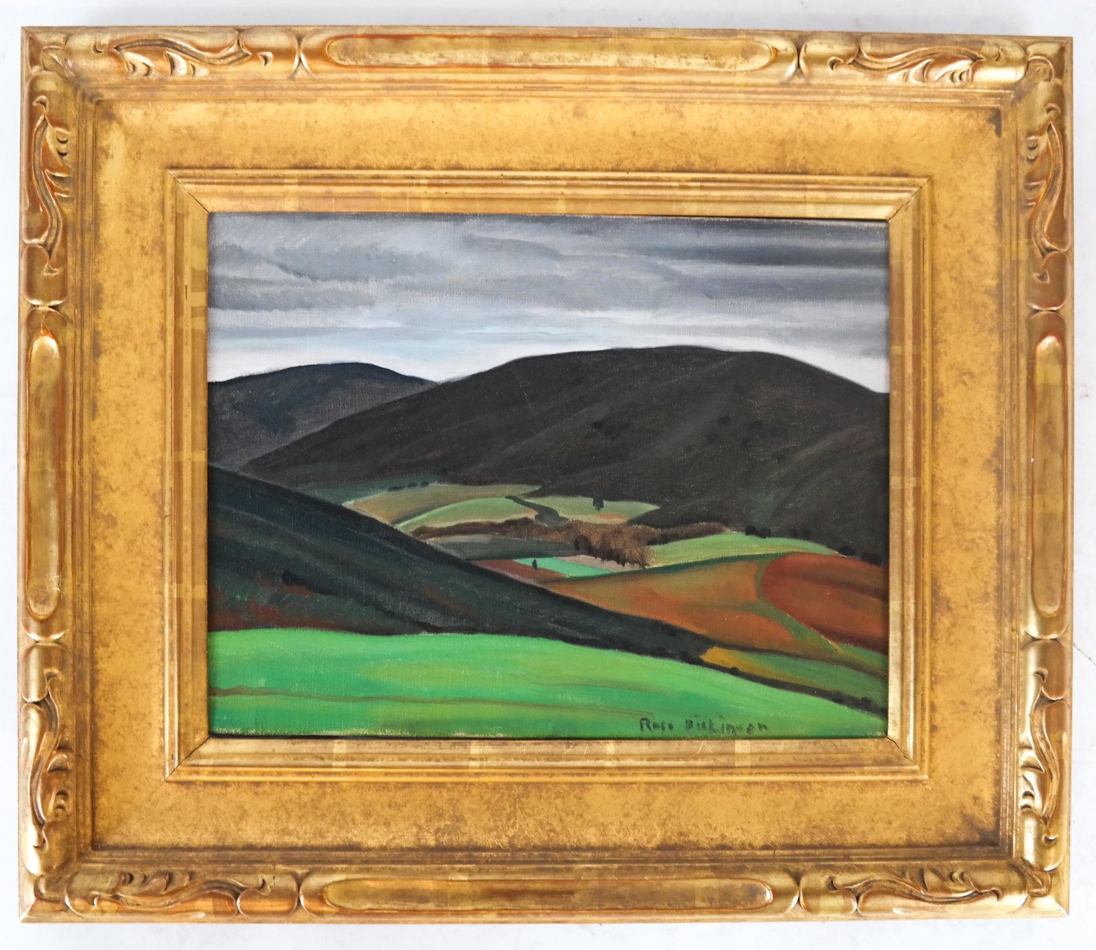 Ross DICKINSON: Landscape - Acrylic on Canvas: Landscape scene by Ross Edward Dickinson (American, 1903-1978), signed lower right. Long before Ross Dickinson received any formal training, he experimented with oil paint and educated himself through