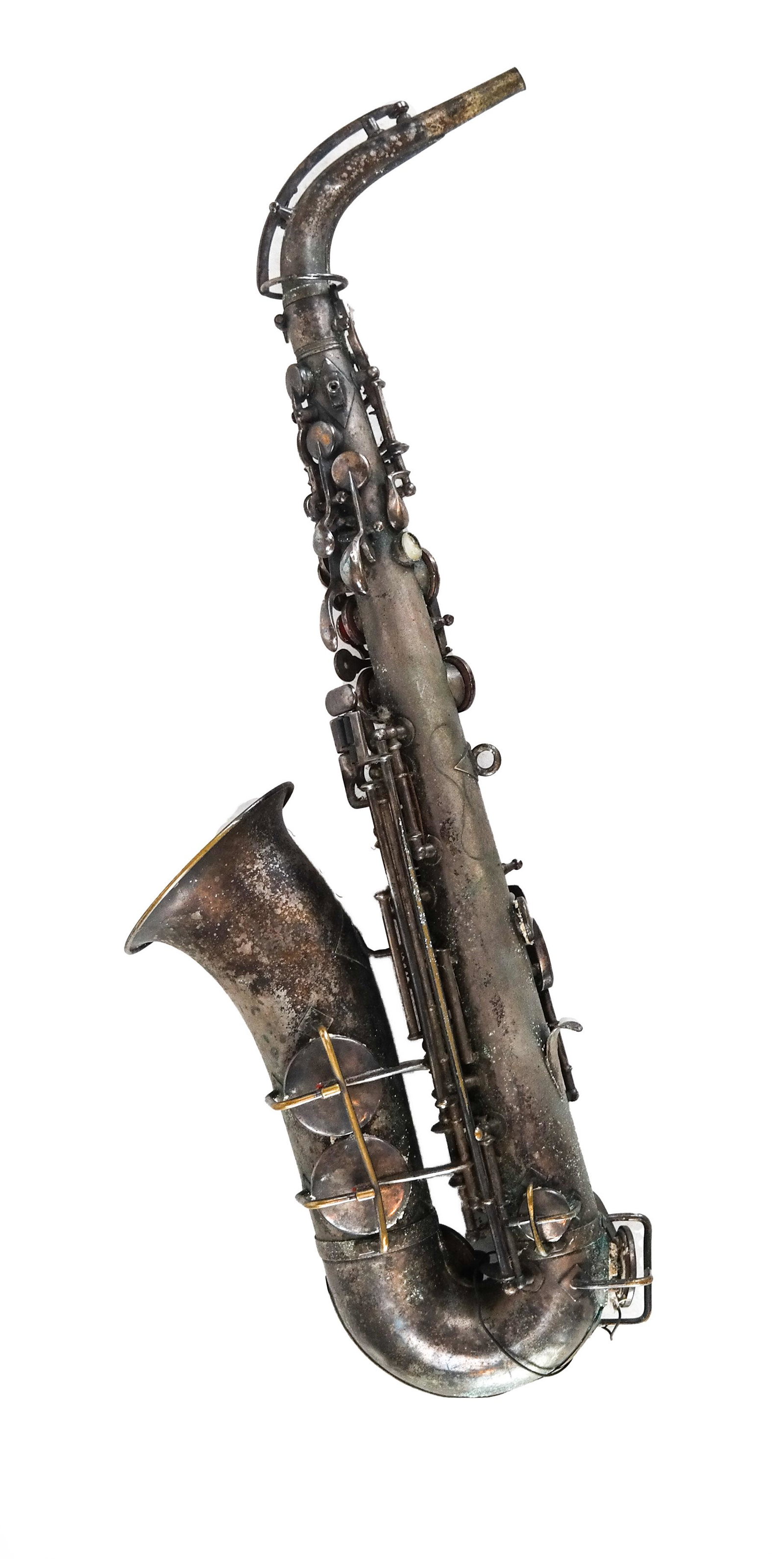 Antique Soprano Saxophone: Soprano saxophone. [25 x 10 x 4 inches]. In poor condition.