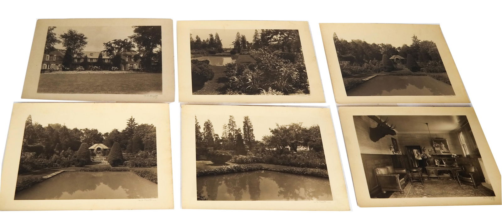 30+ Black and White Home Photographs: Thirty plus black and white home photographs, mostly by M.E. Hewitt. All with age toning; wear.