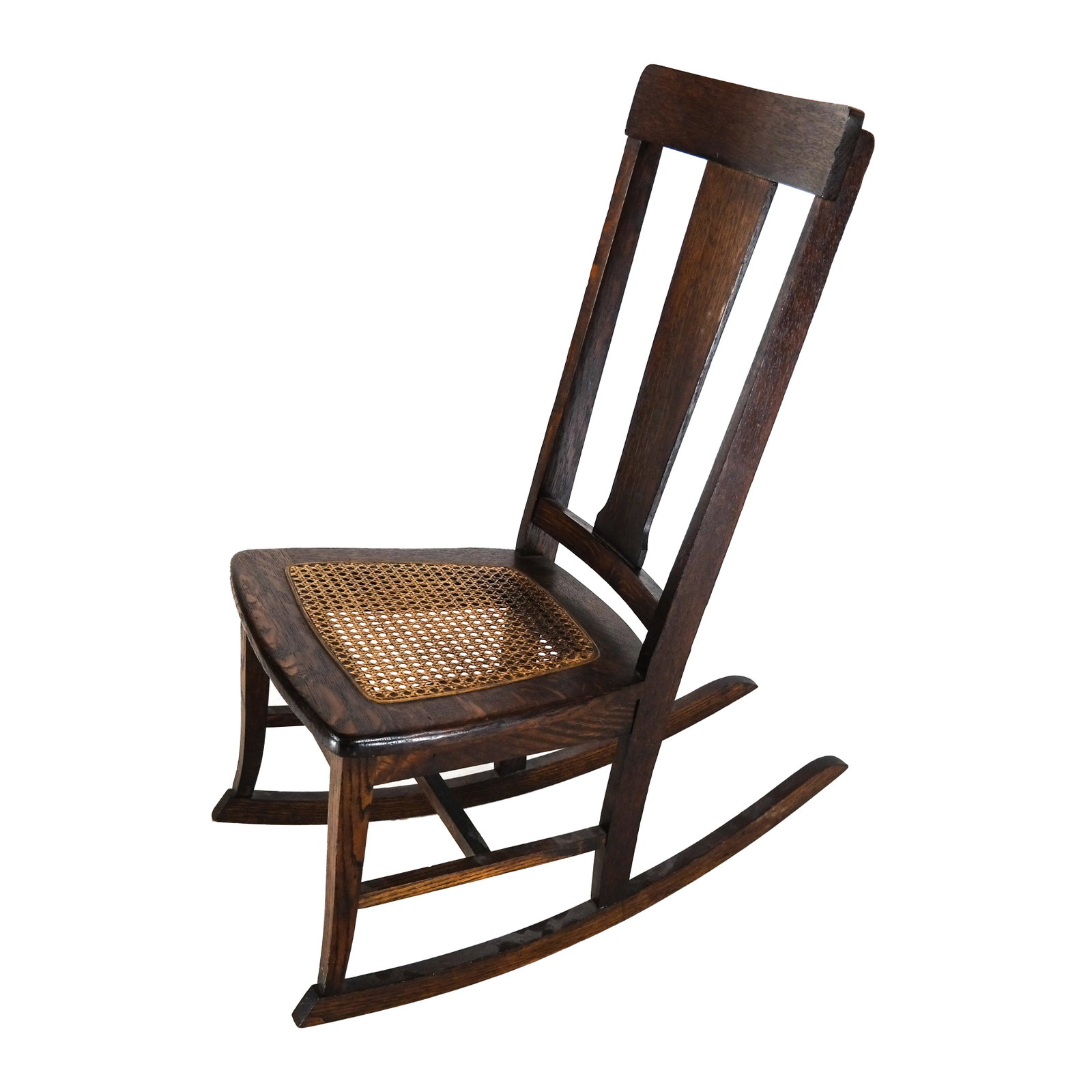 Mission Oak Rocking Chair: Mission oak rocking chair with cane seat.