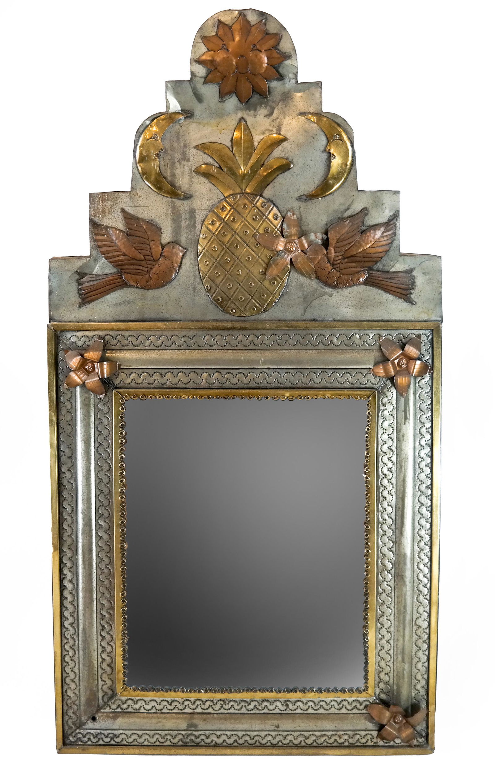 Folk Art Style Tin & Copper Mirror (1 of 3)