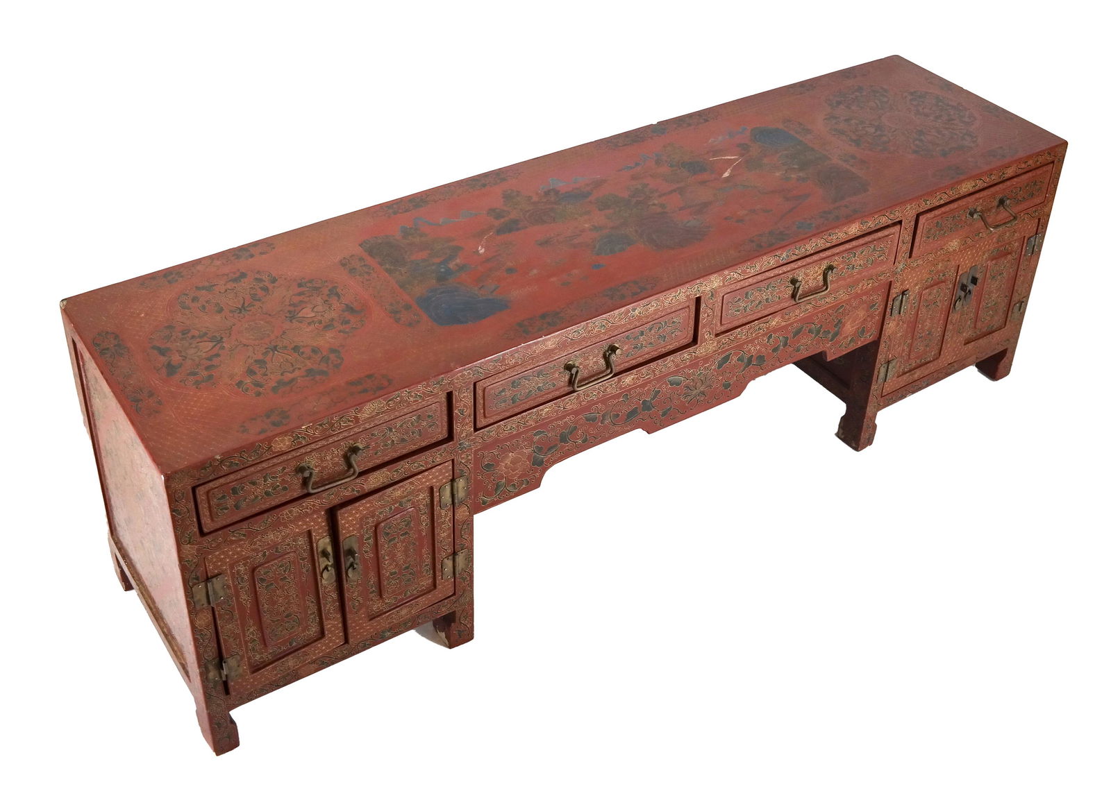 Japanese Red Decorated Low Console (1 of 13)