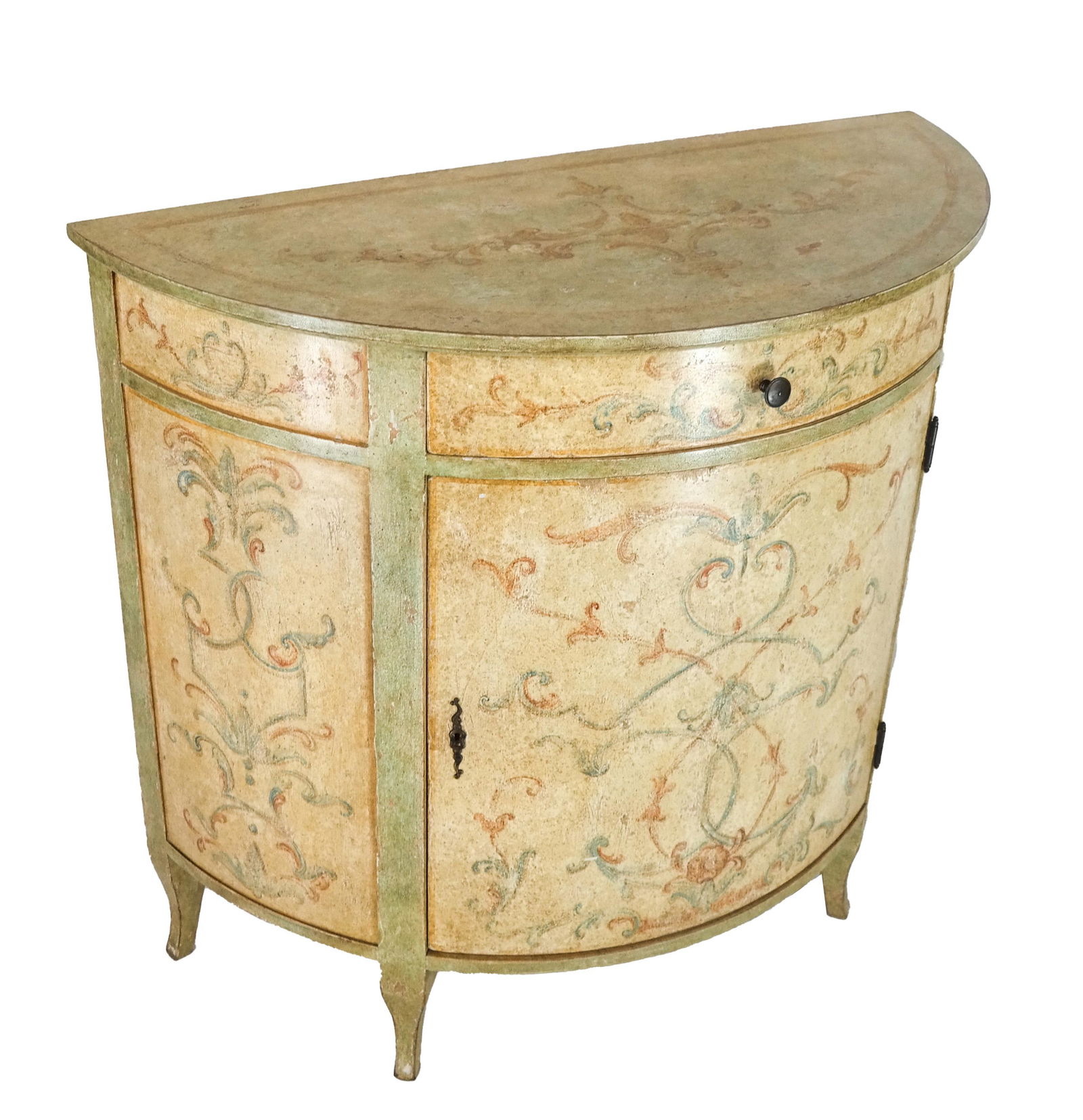 Painted Decorated Demilune Commode (1 of 7)
