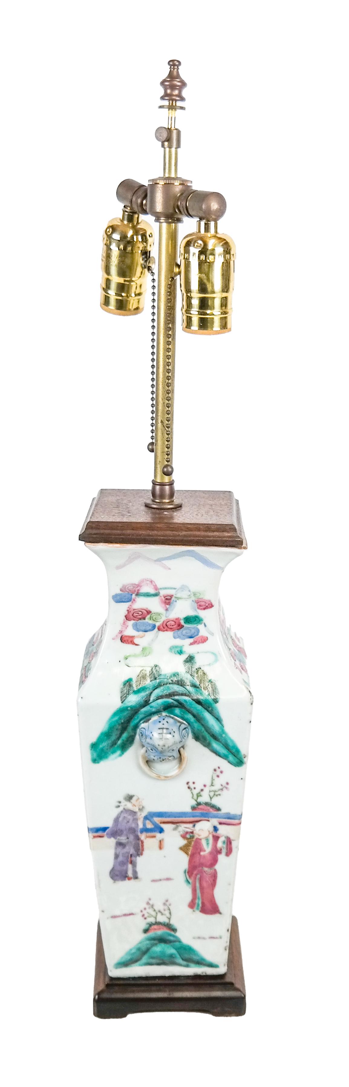 Chinese Polychrome Porcelain Vase, as a Lamp (1 of 8)