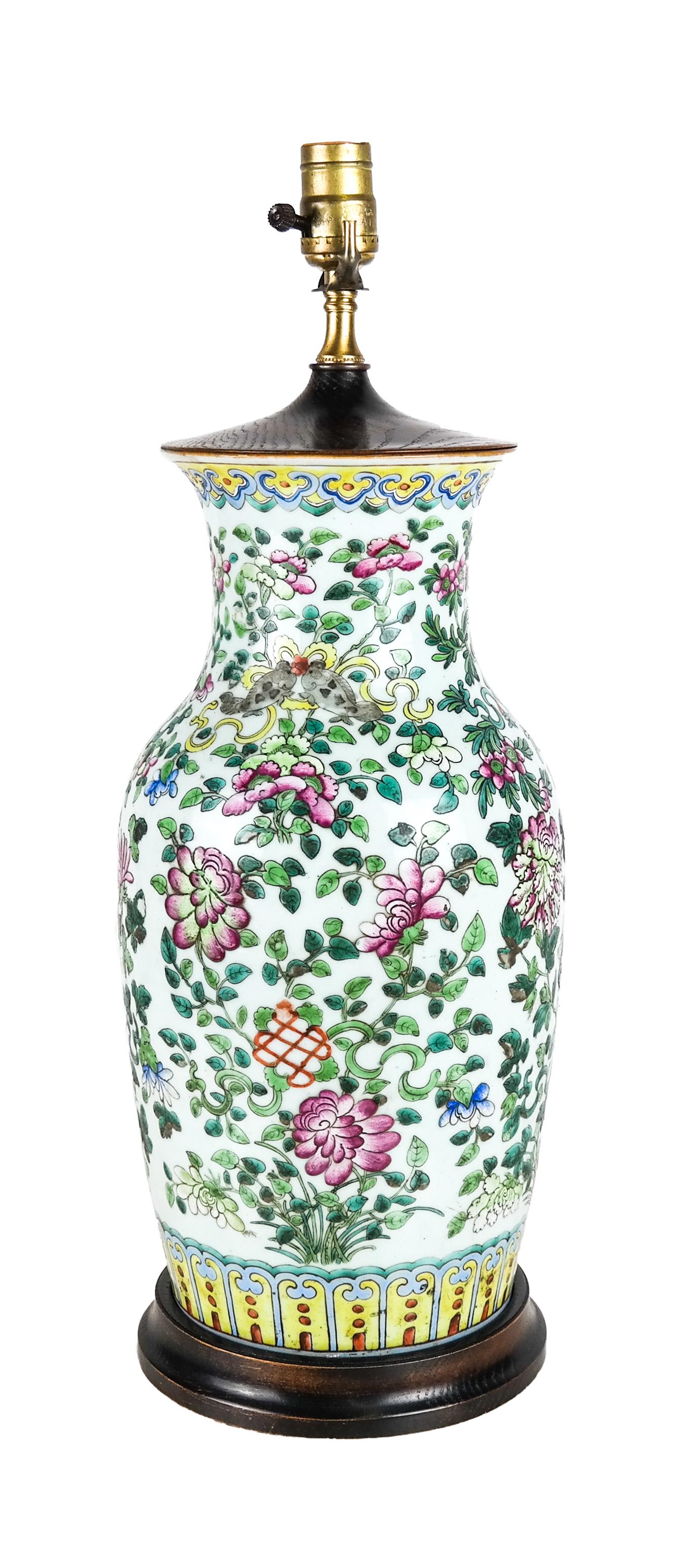 Chinese Polychrome Porcelain Vase, As Lamp (1 of 6)