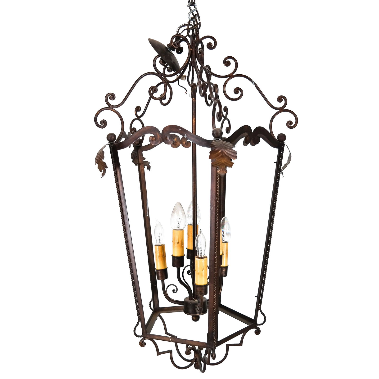 Modern Black Metal Lantern-Form Light Fixture (1 of 10)
