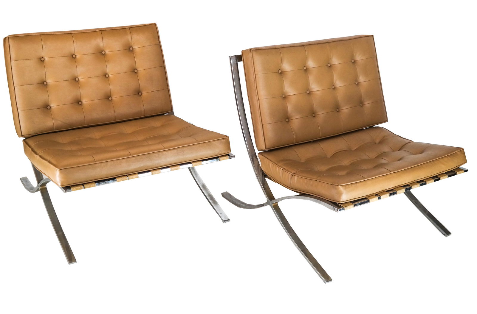 Pair Mies Van Der Rohe-Style Barcelona Chairs (1 of 5)