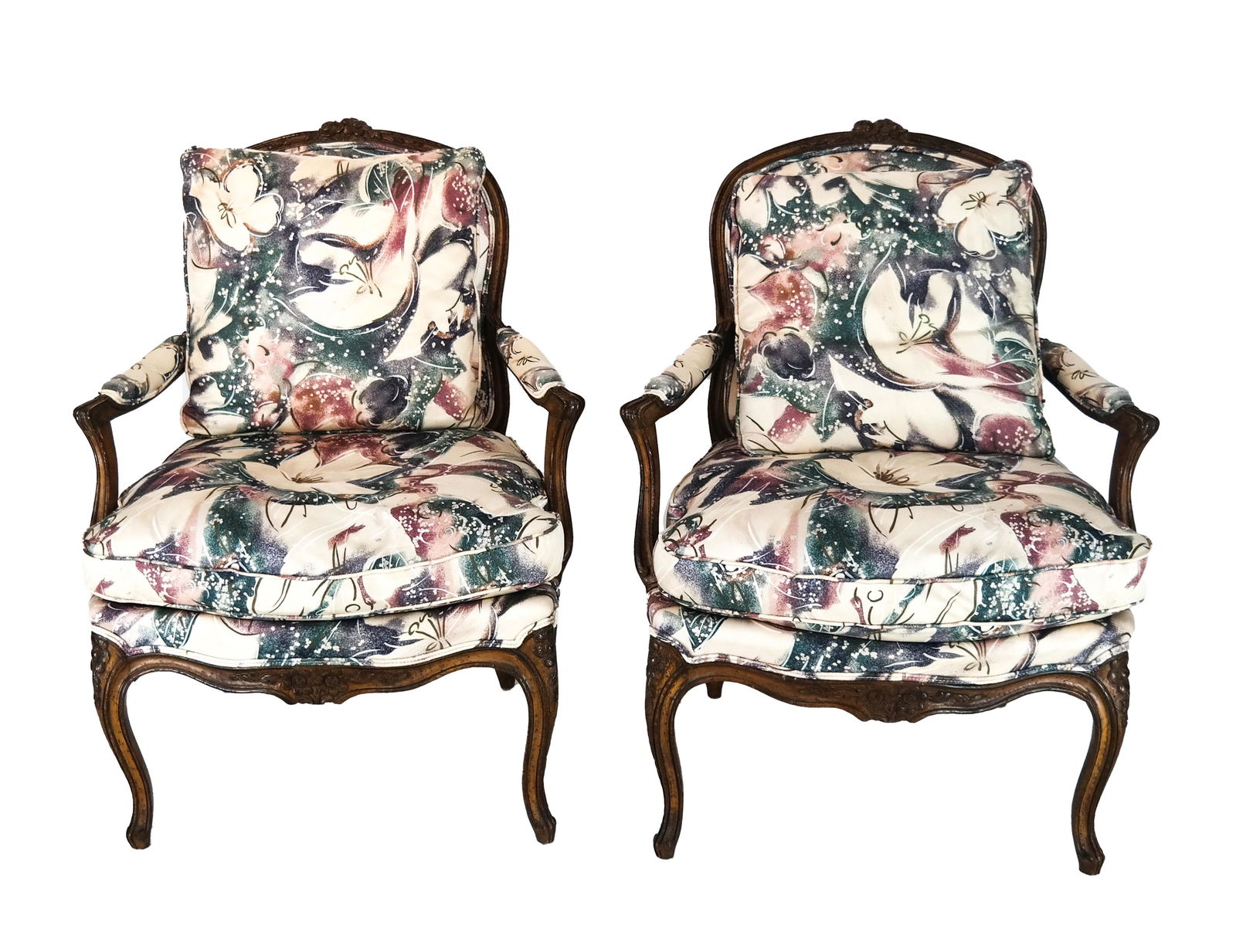 Pair Louis XVI Carved Frame Fauteuils (1 of 6)