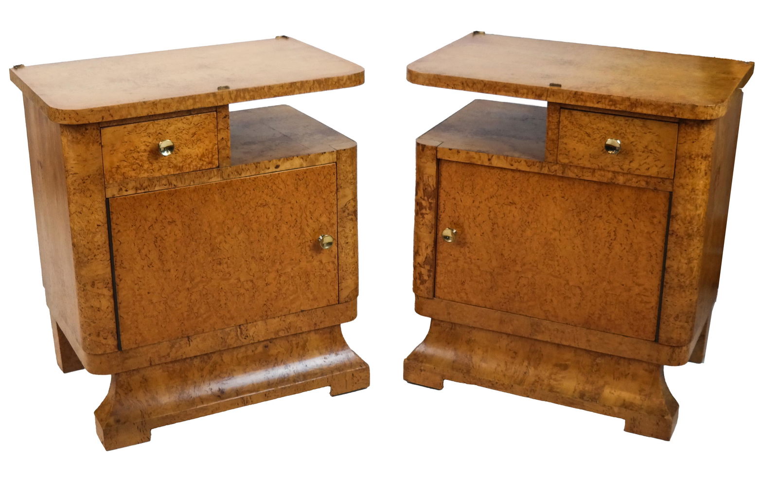 Pair Art Deco Burlwood Night Stands (1 of 10)