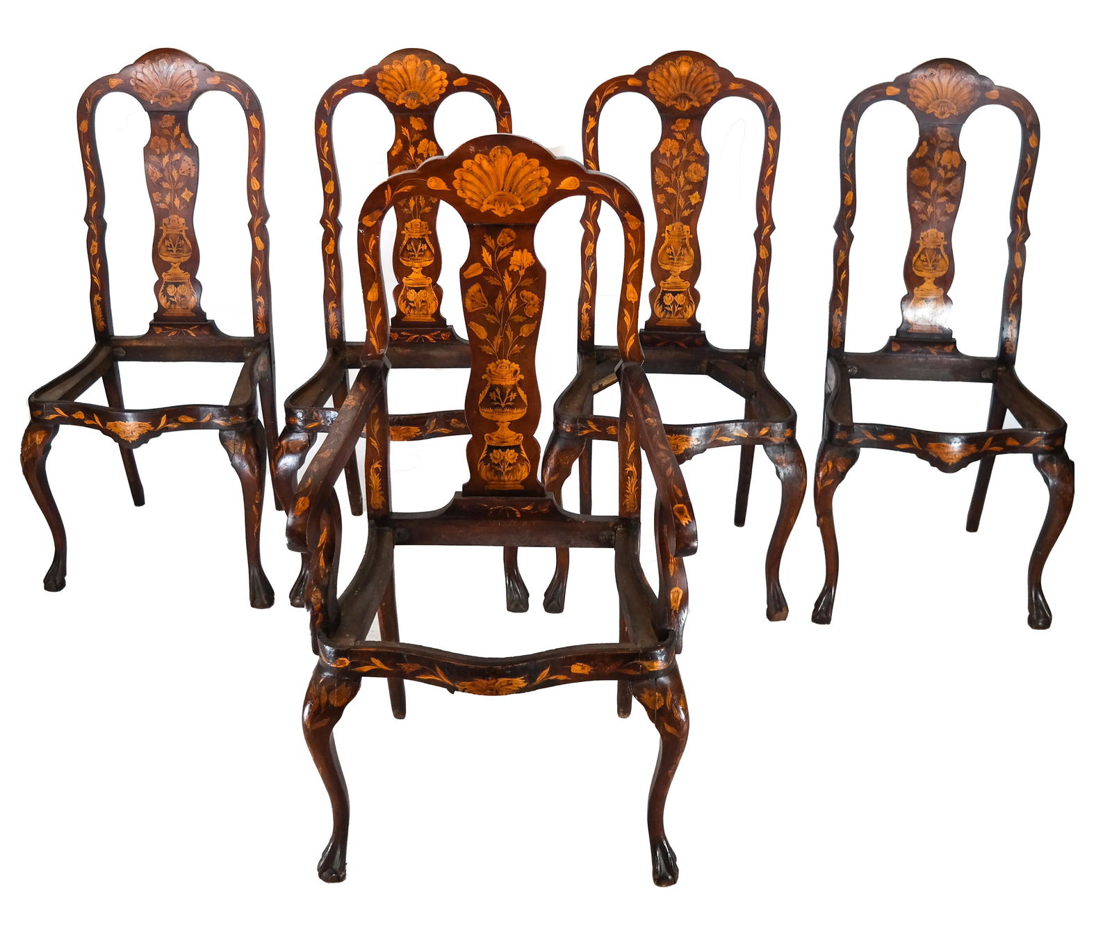 Five 19th C. Marquetry Chairs (1 of 14)