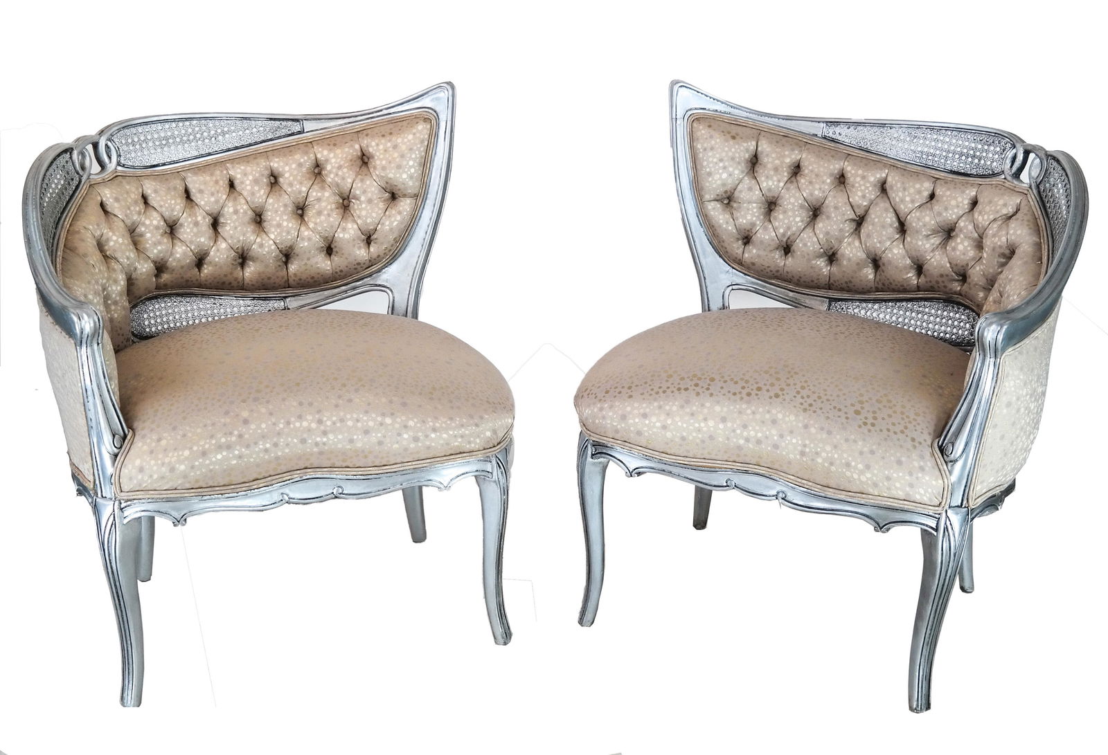 Pair Silvered Fire Side Chairs, Circa 1920s (1 of 5)