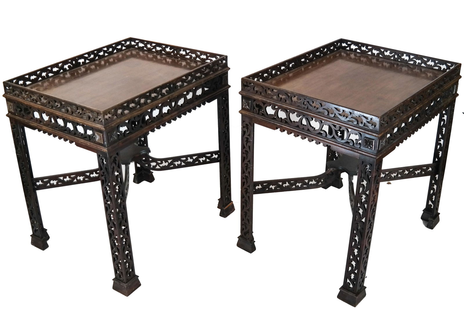 Pair of Chinese Chippendale End Tables (1 of 8)