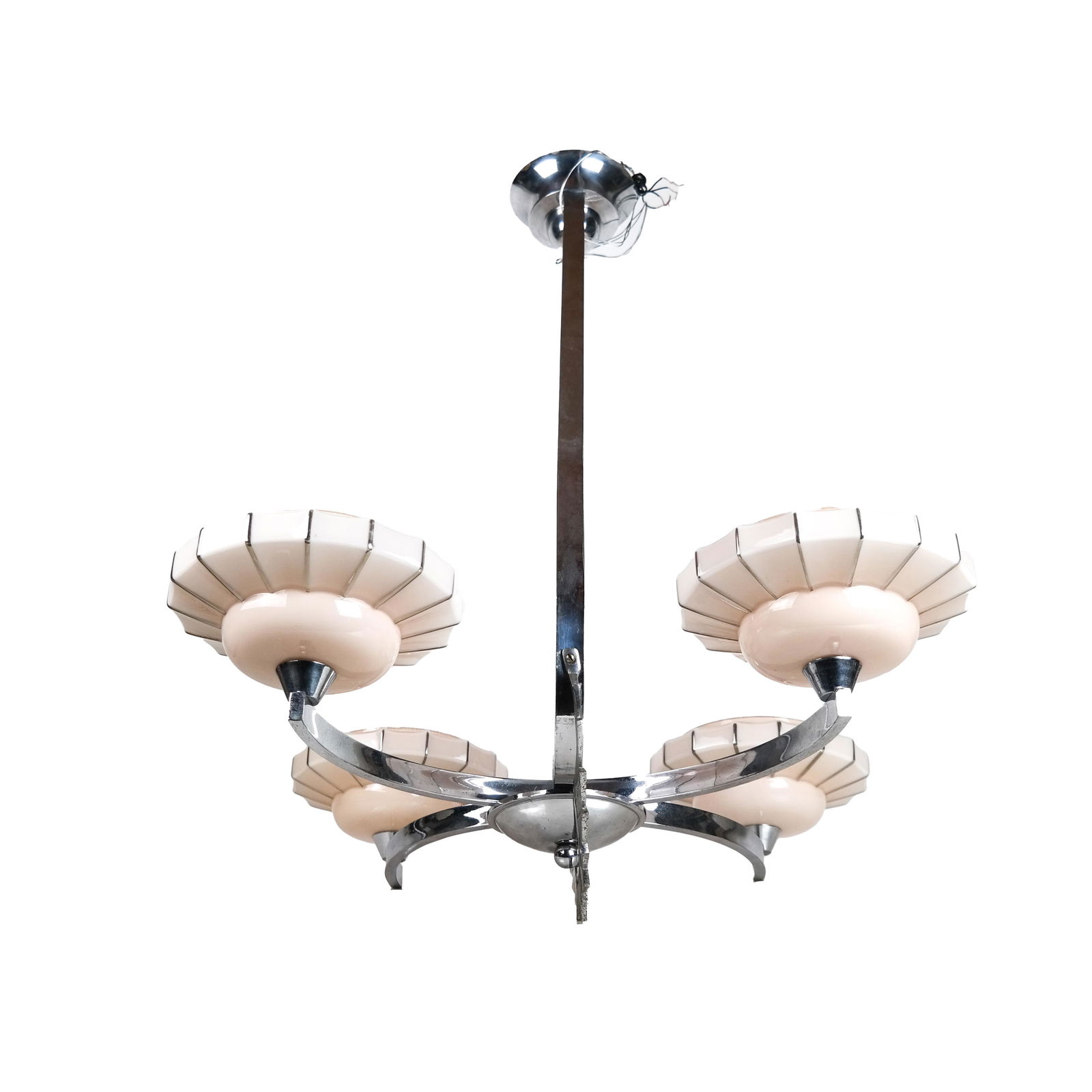 Late Art Deco Ceiling Fixture w/ Pink Shades (1 of 9)