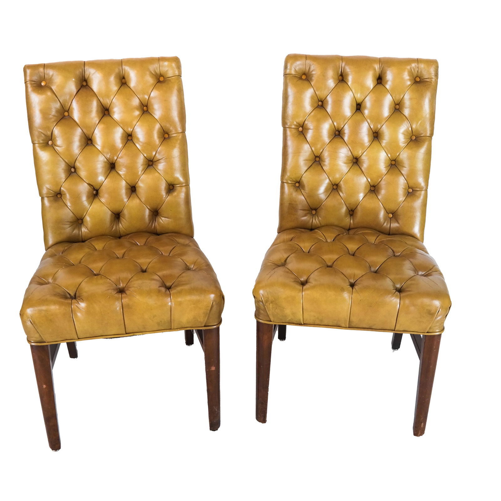 Pair Leather Olive Green Side Chairs (1 of 5)